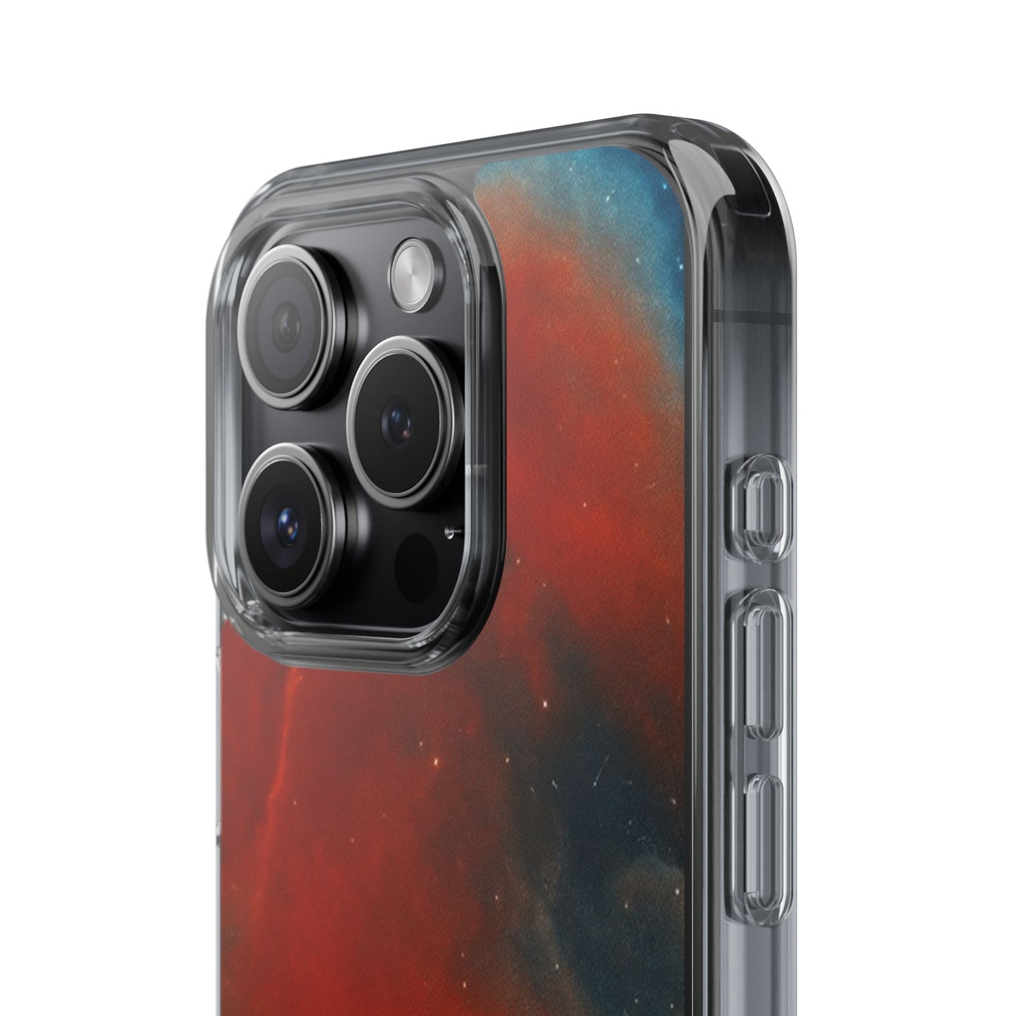 Aries Zodiac Clear Impact-Resistant Phone Case — Red Nebula Constellation Design