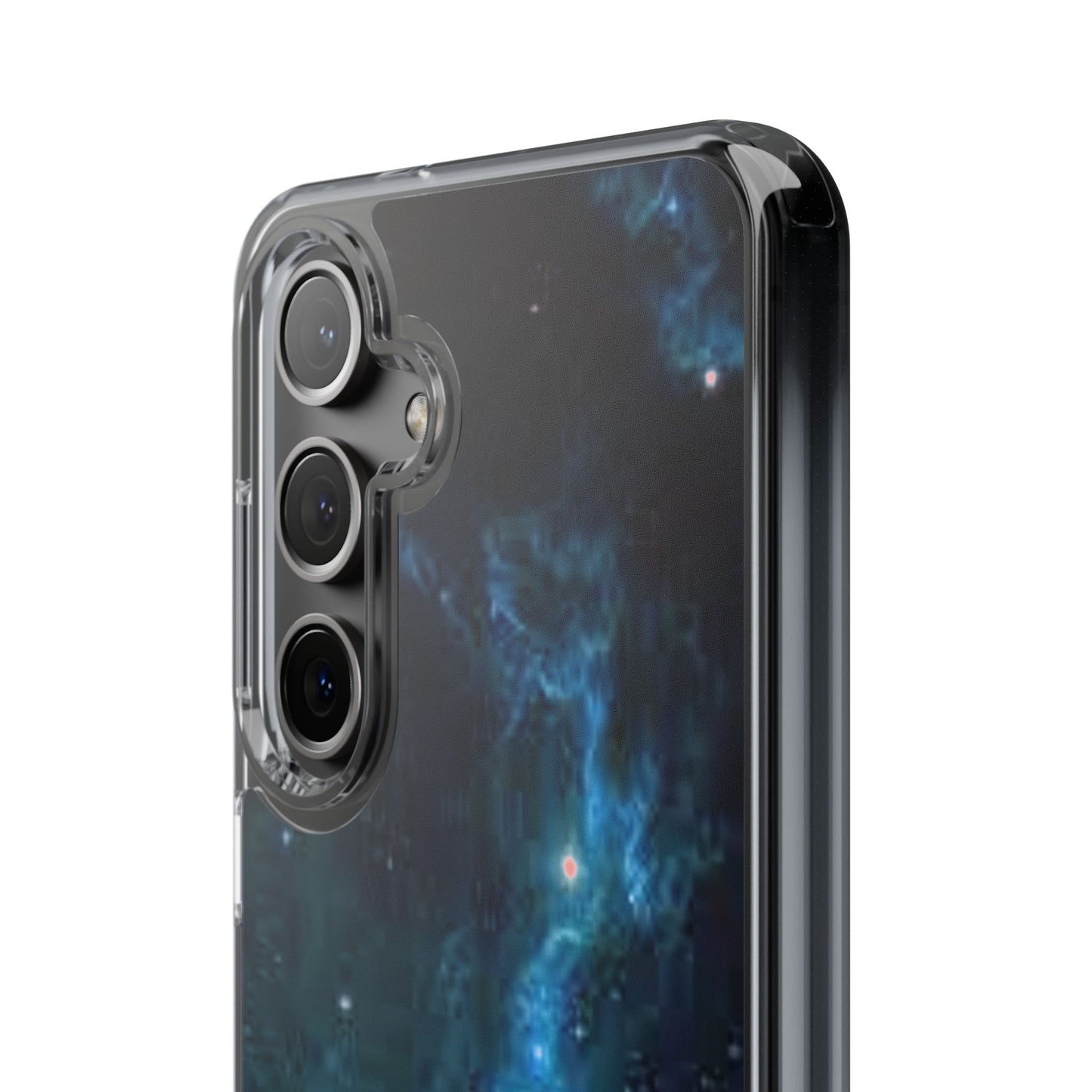 Clear Impact-Resistant Phone Case — Teal Nebula Space Design