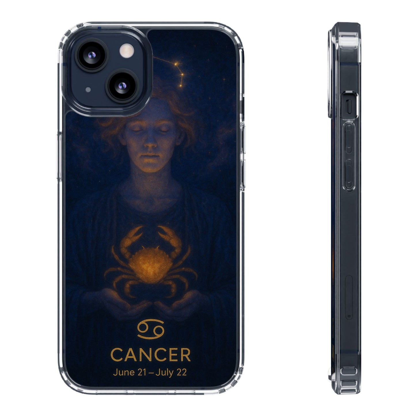 Cancer Zodiac Clear Phone Case — June 21–July 22 Crab Constellation Design