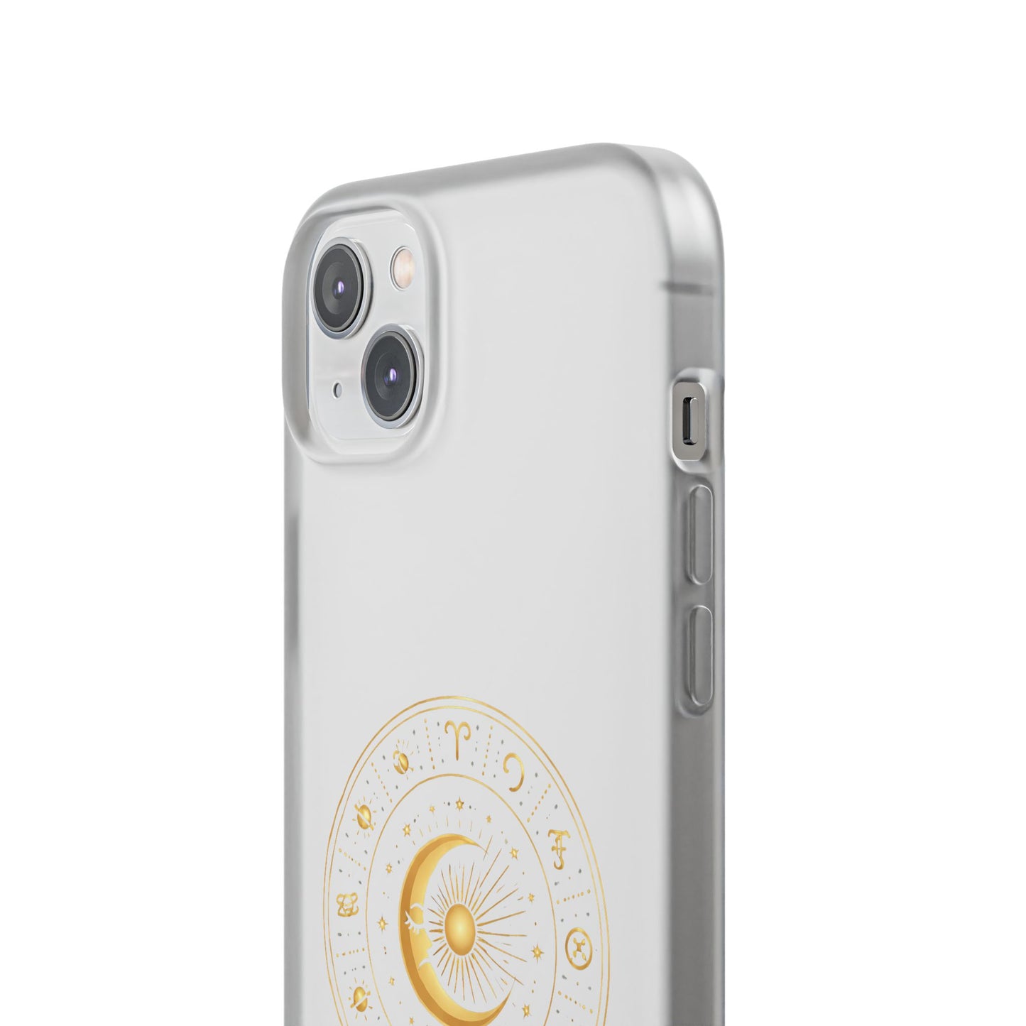 Clear Phone Case with Gold Celestial Moon & Zodiac Wheel – Astrology iPhone Cover