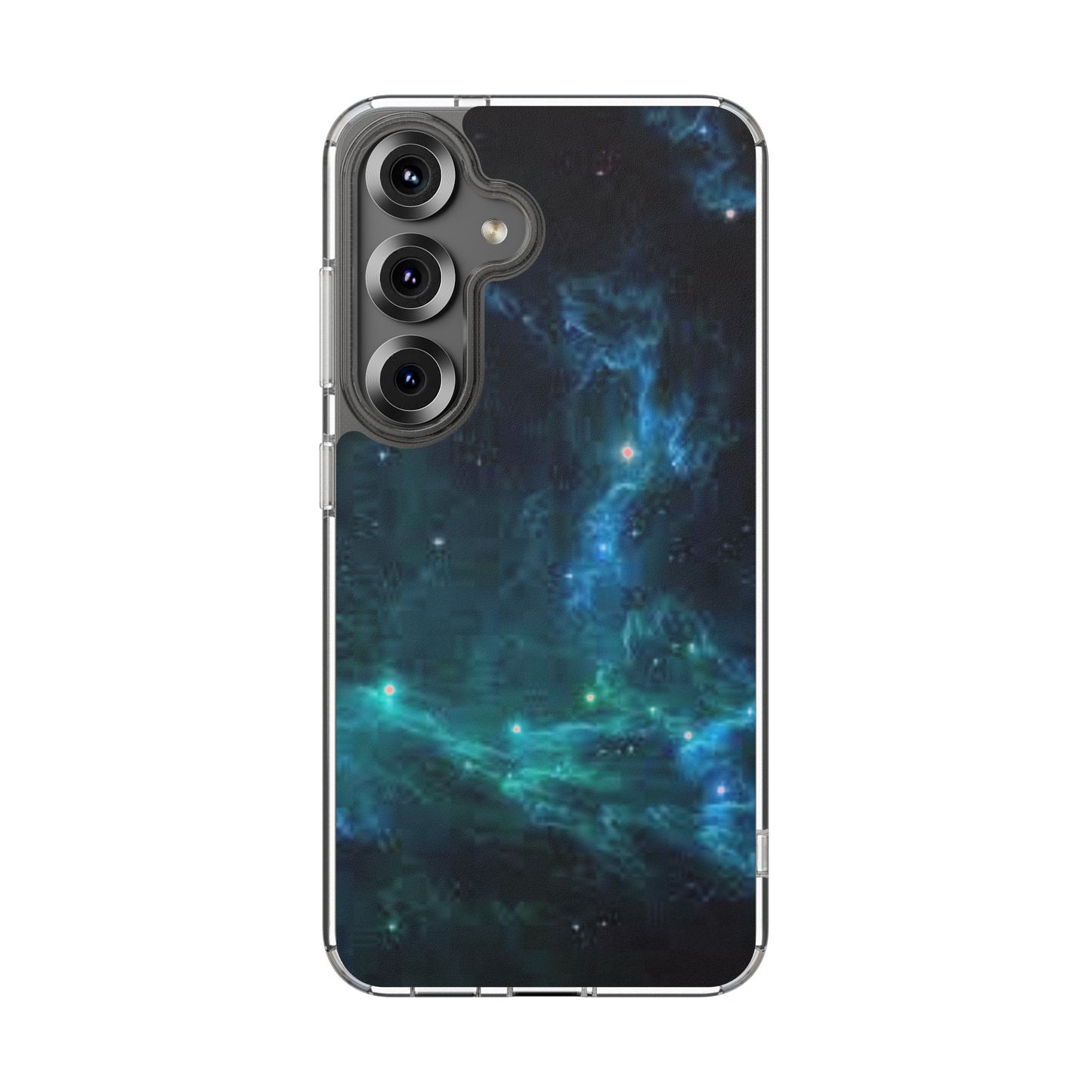 Clear Impact-Resistant Phone Case — Teal Nebula Space Design