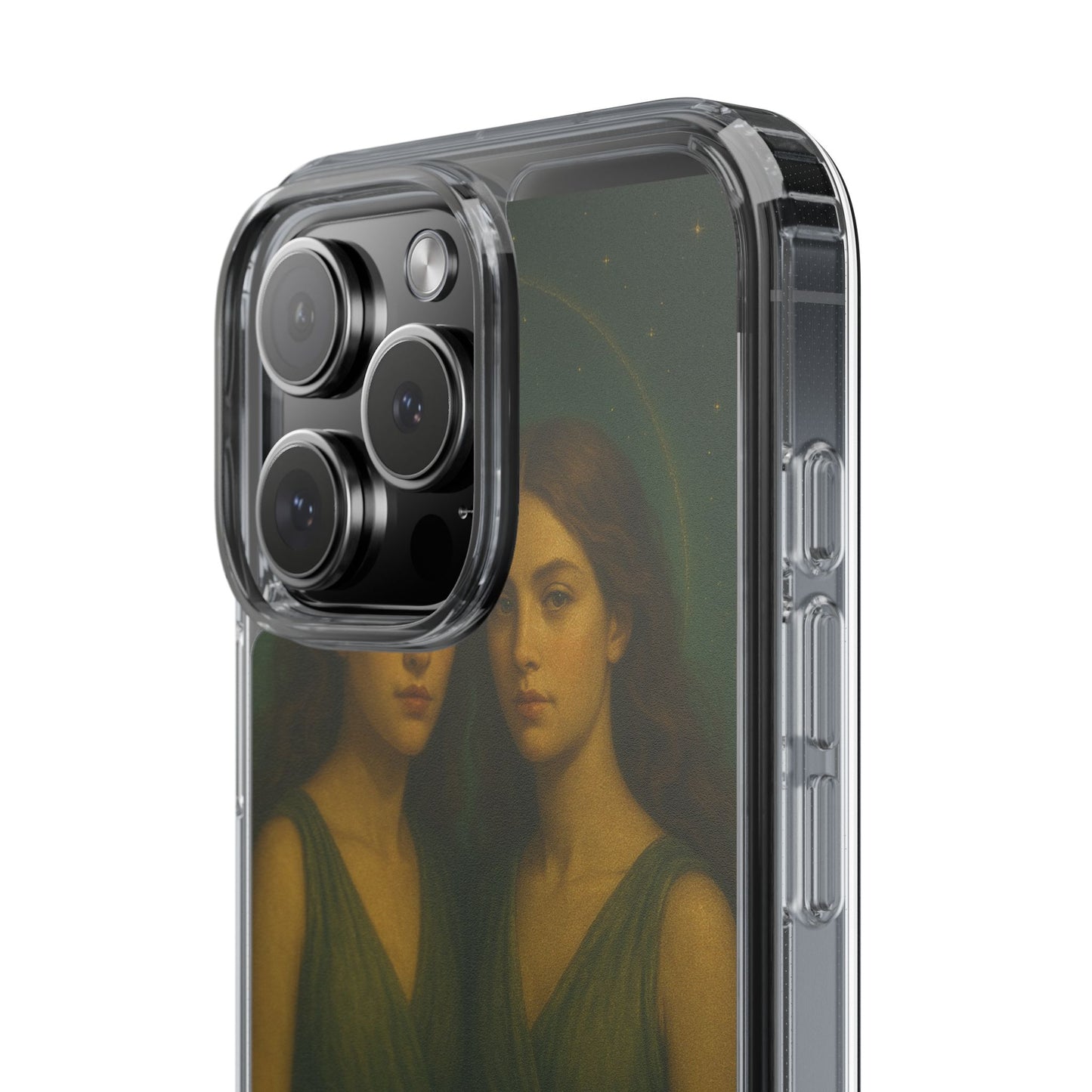 Gemini Zodiac Clear Phone Case — Twin Sisters Astrology Design (May 21–Jun 20)