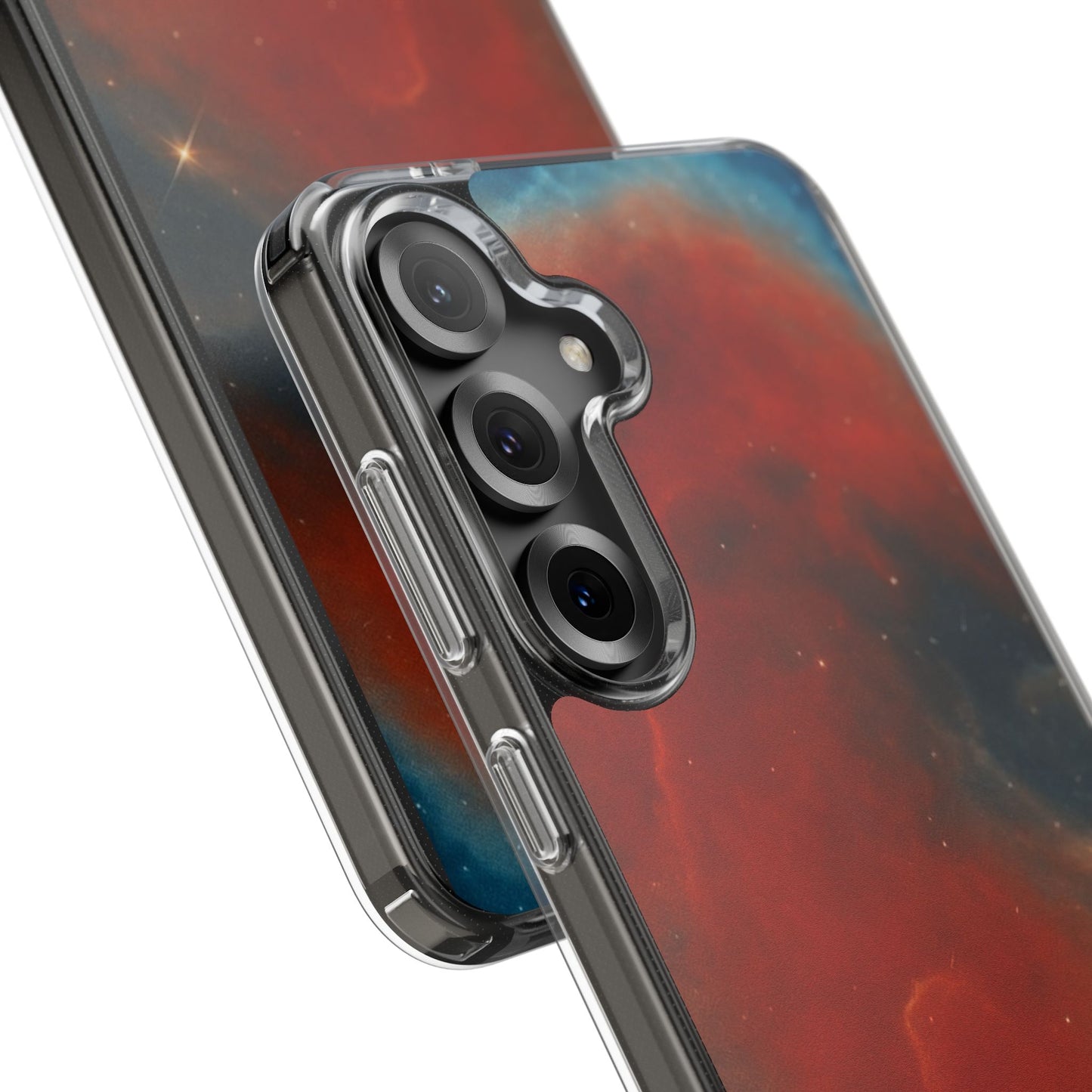 Aries Zodiac Clear Impact-Resistant Phone Case — Red Nebula Constellation Design