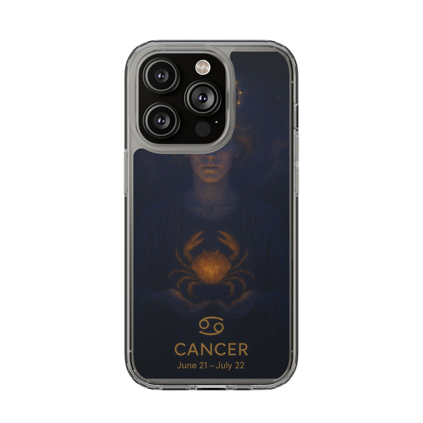 Cancer Zodiac Clear Phone Case — June 21–July 22 Crab Constellation Design