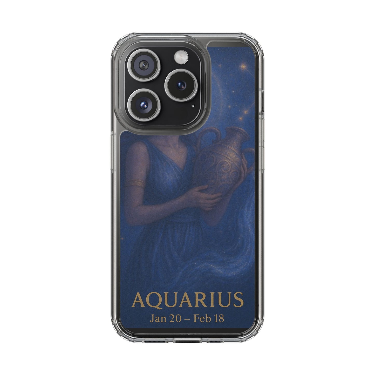 Aquarius Clear Phone Case — Zodiac Jan 20–Feb 18 Astrology Design