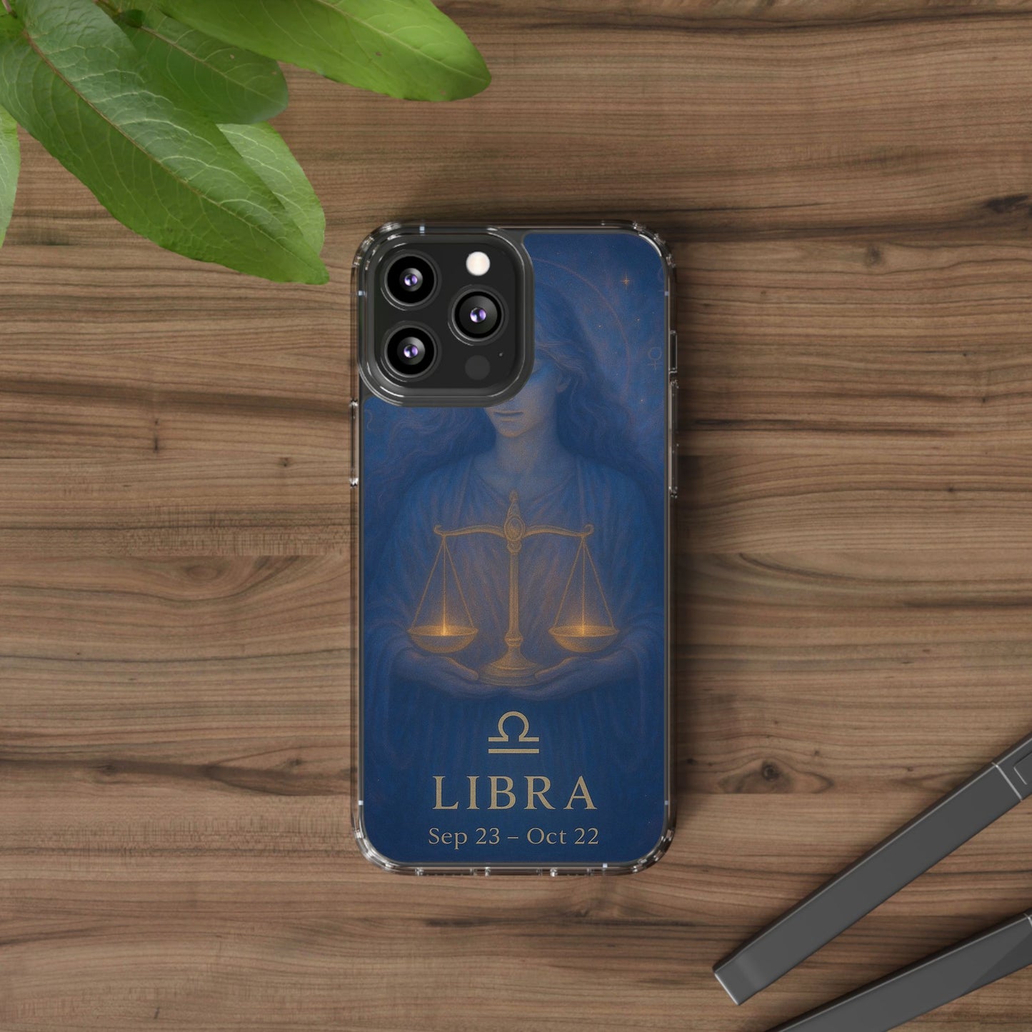 Libra Zodiac Clear Phone Case — Astrological Scales Design (Sep 23–Oct 22)