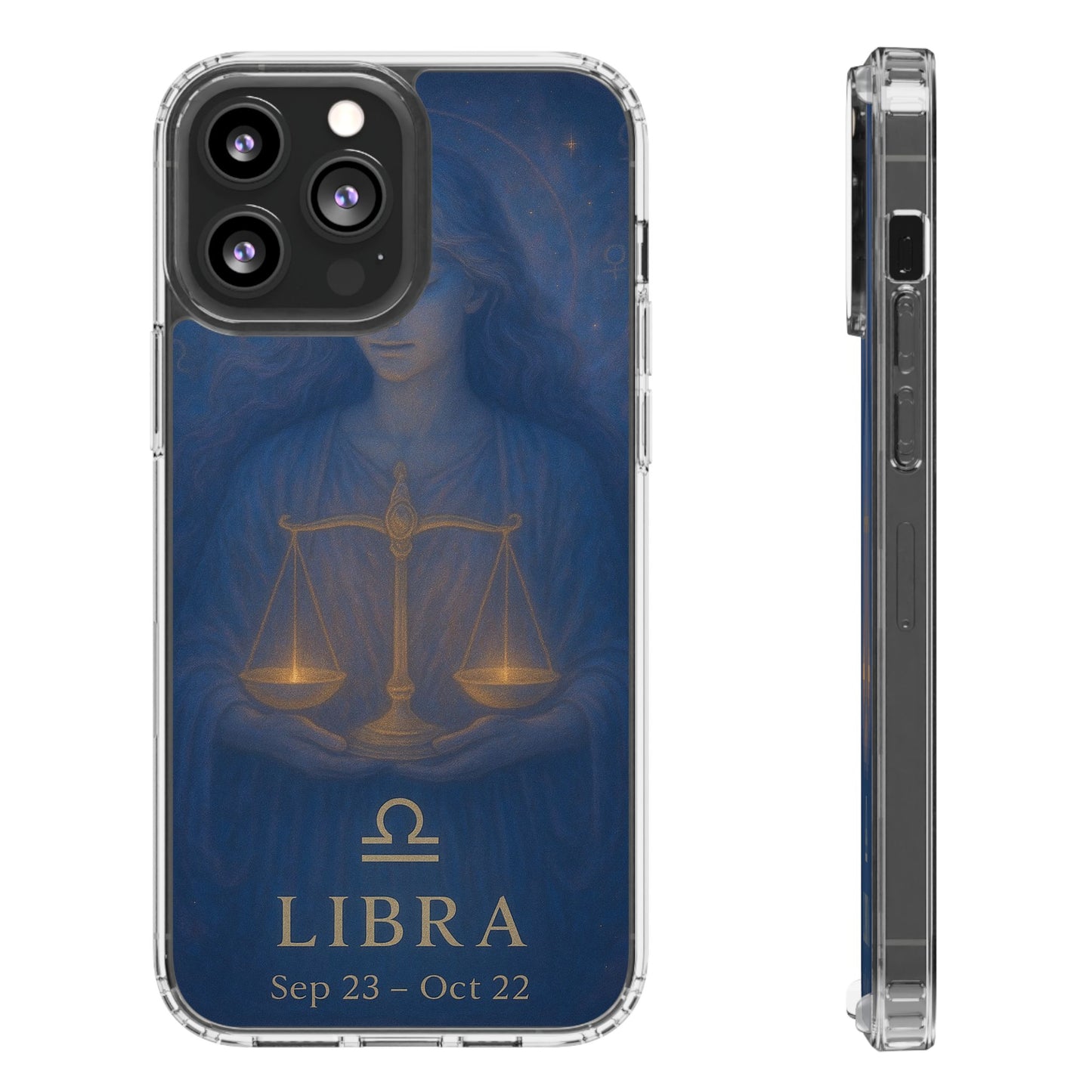 Libra Zodiac Clear Phone Case — Astrological Scales Design (Sep 23–Oct 22)