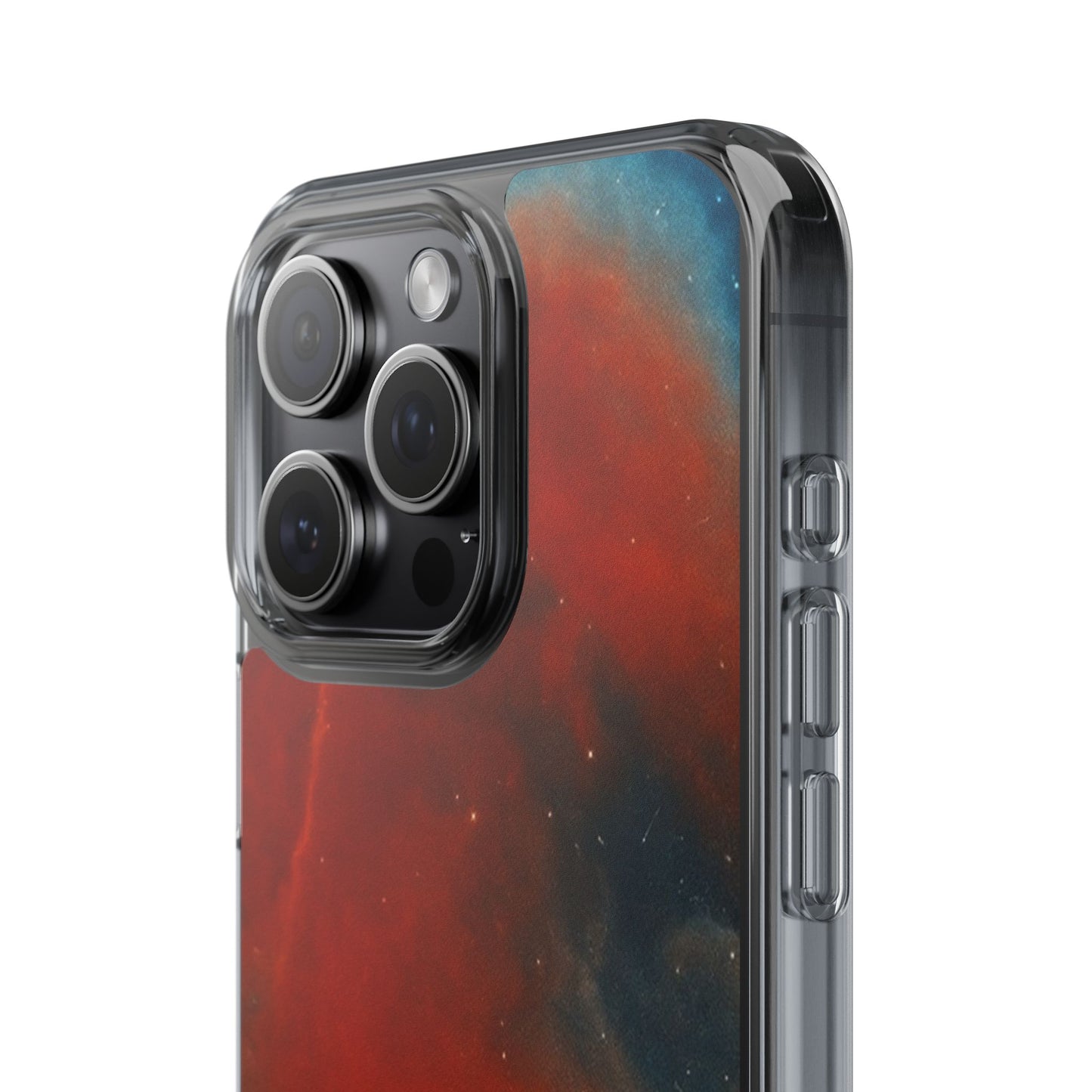 Aries Zodiac Clear Impact-Resistant Phone Case — Red Nebula Constellation Design