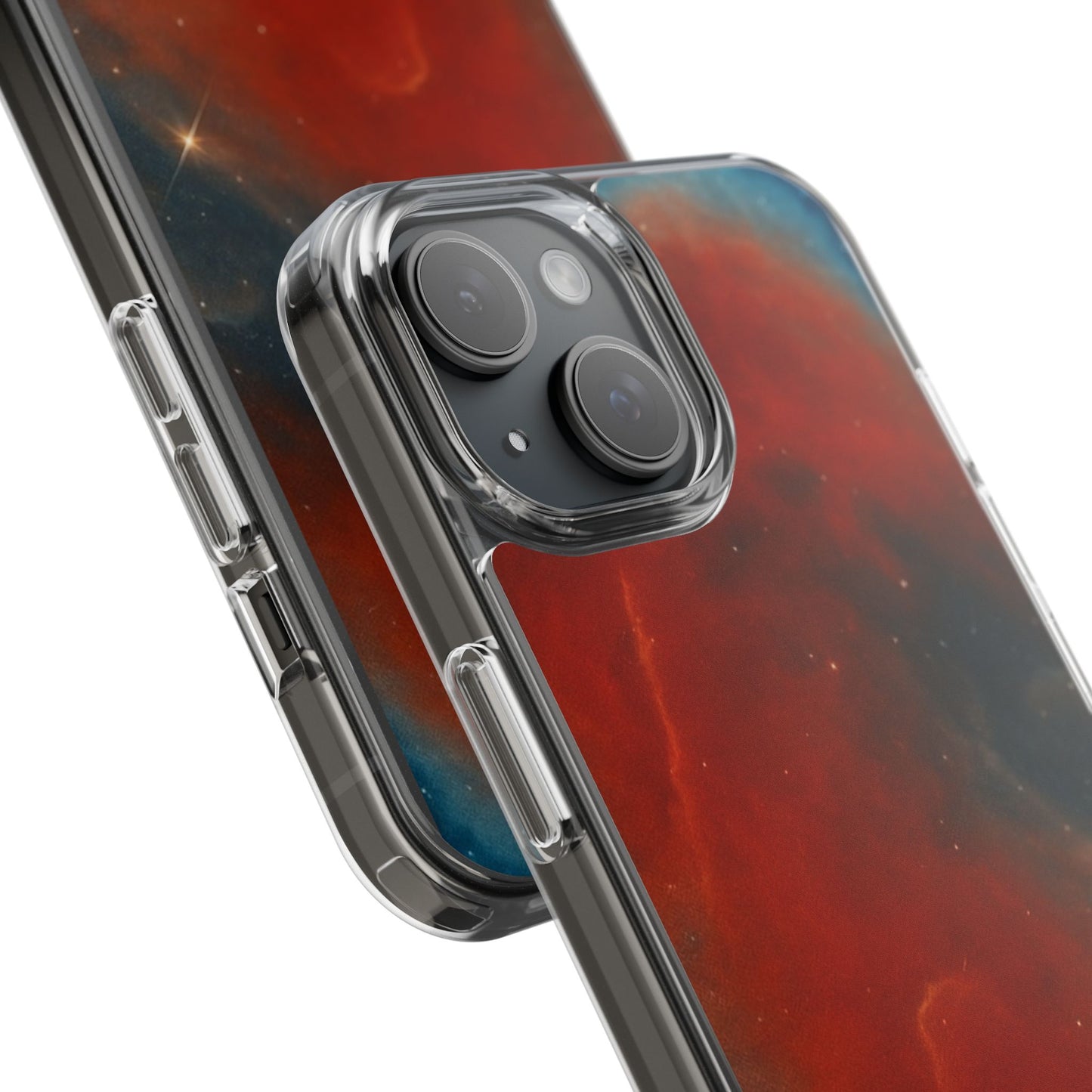 Aries Zodiac Clear Impact-Resistant Phone Case — Red Nebula Constellation Design