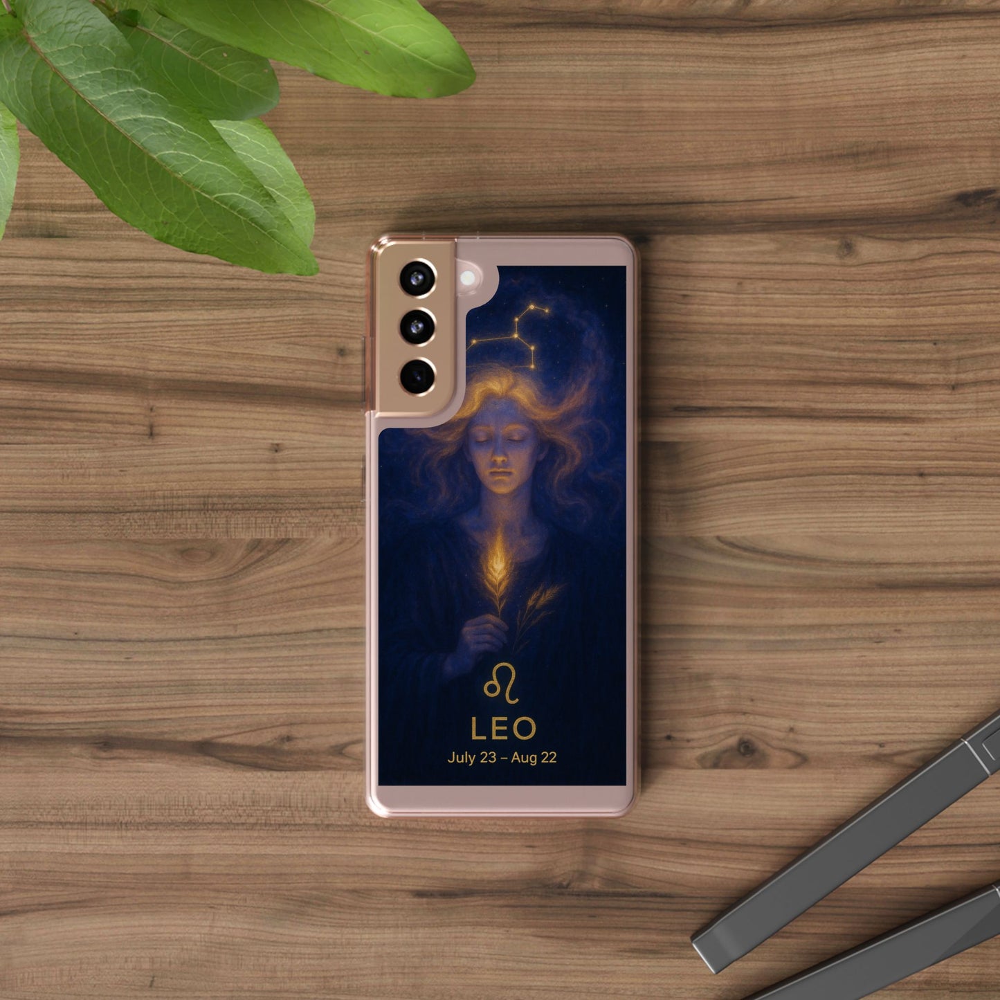 Leo Zodiac Clear Phone Case — Mystical Constellation Design (July 23–Aug 22)