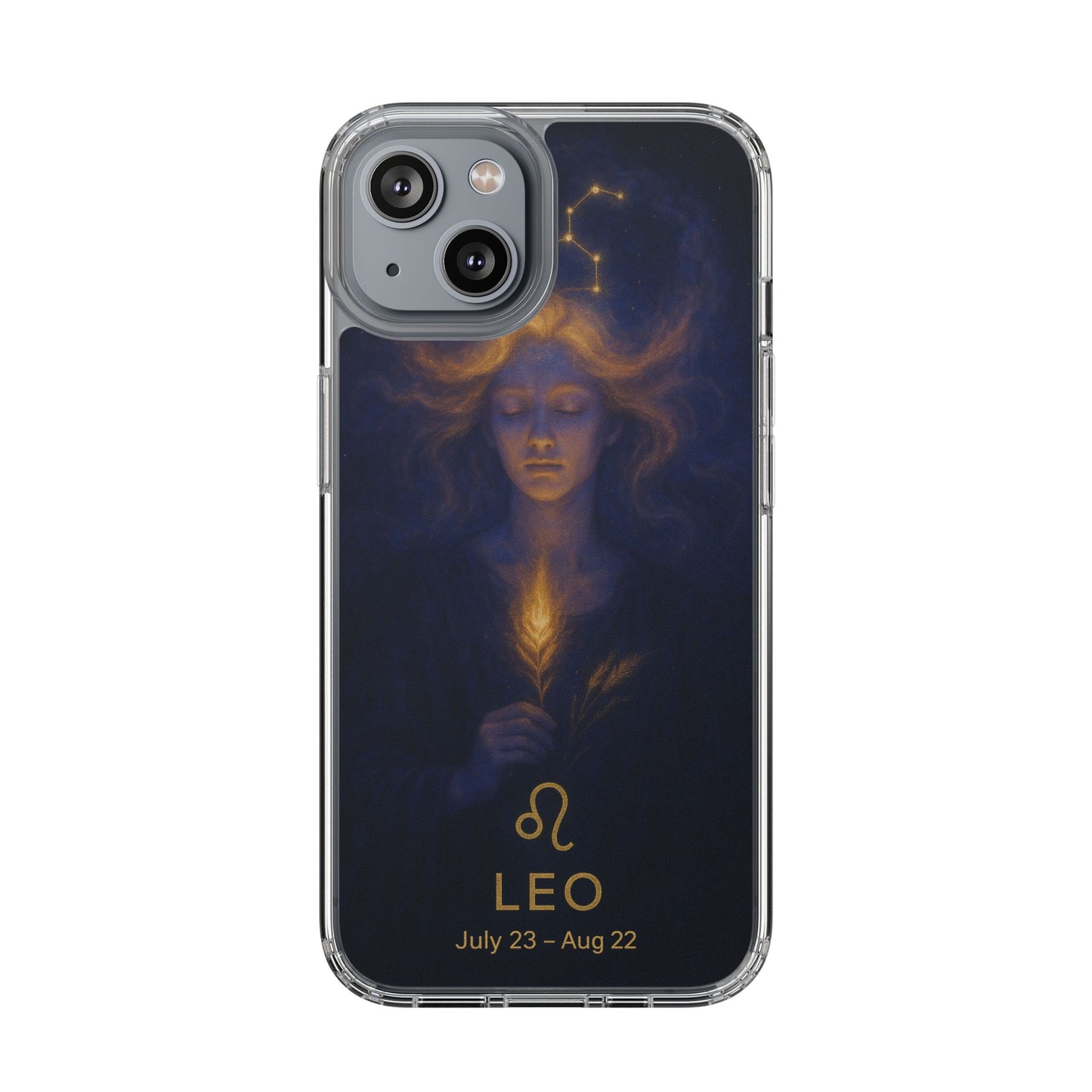 Leo Zodiac Clear Phone Case — Mystical Constellation Design (July 23–Aug 22)