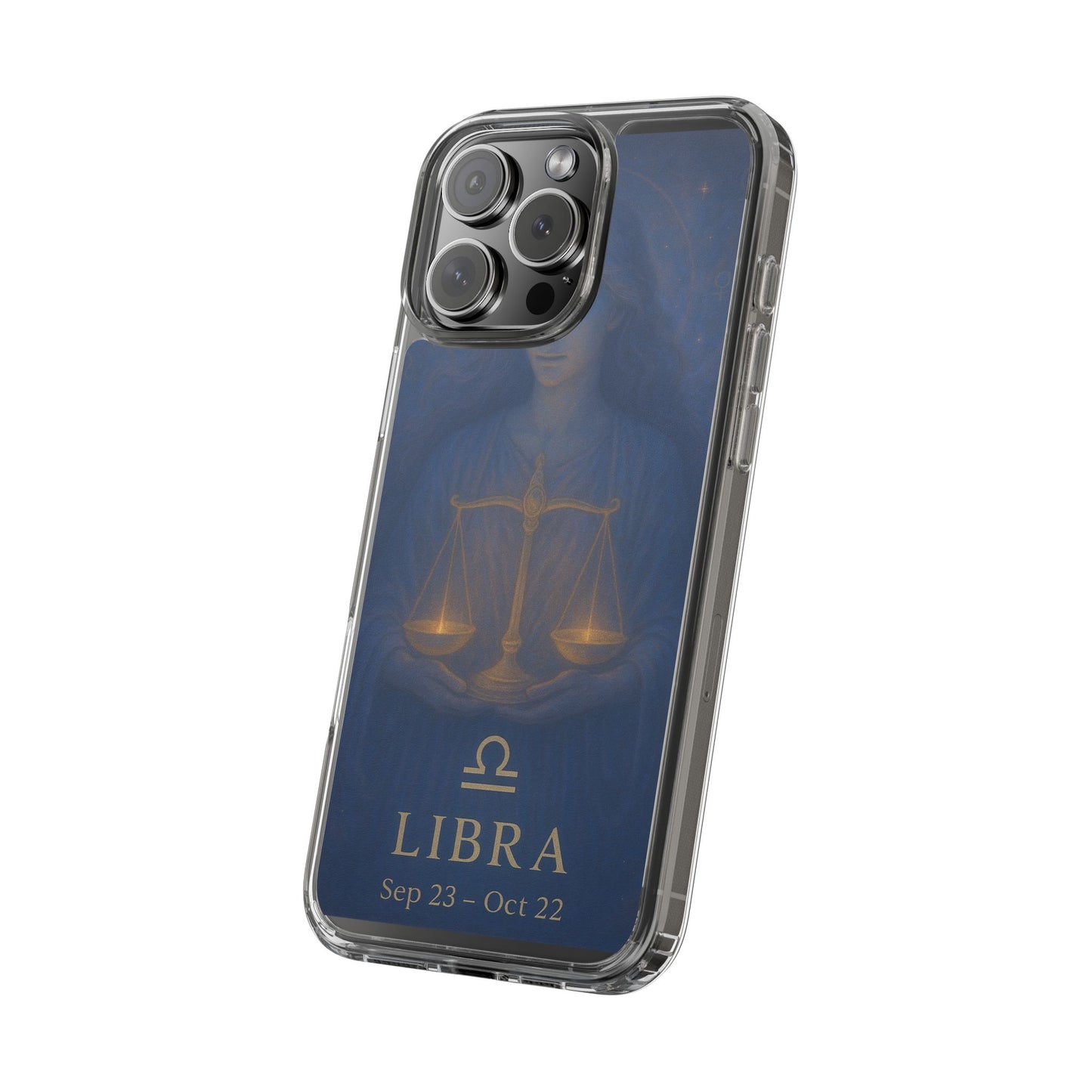 Libra Zodiac Clear Phone Case — Astrological Scales Design (Sep 23–Oct 22)