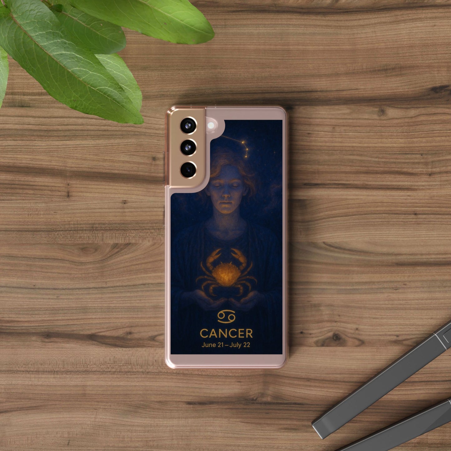 Cancer Zodiac Clear Phone Case — June 21–July 22 Crab Constellation Design