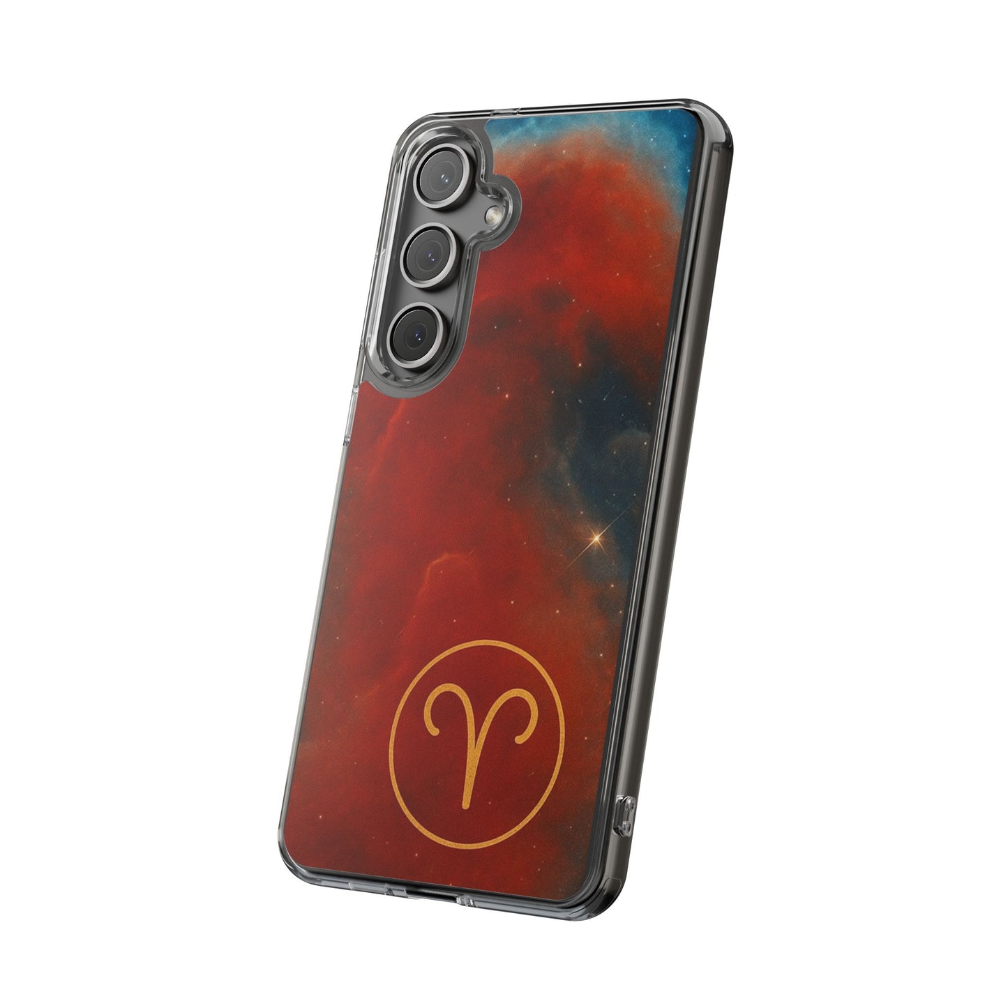 Aries Zodiac Clear Impact-Resistant Phone Case — Red Nebula Constellation Design