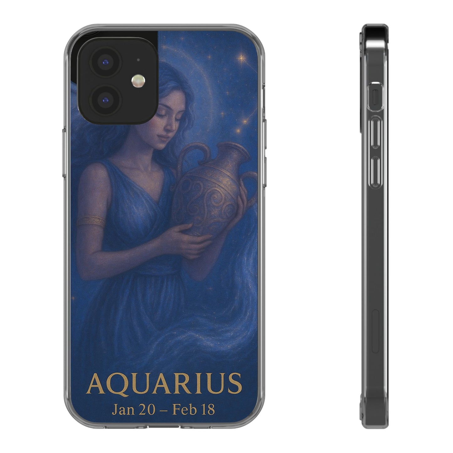 Aquarius Clear Phone Case — Zodiac Jan 20–Feb 18 Astrology Design
