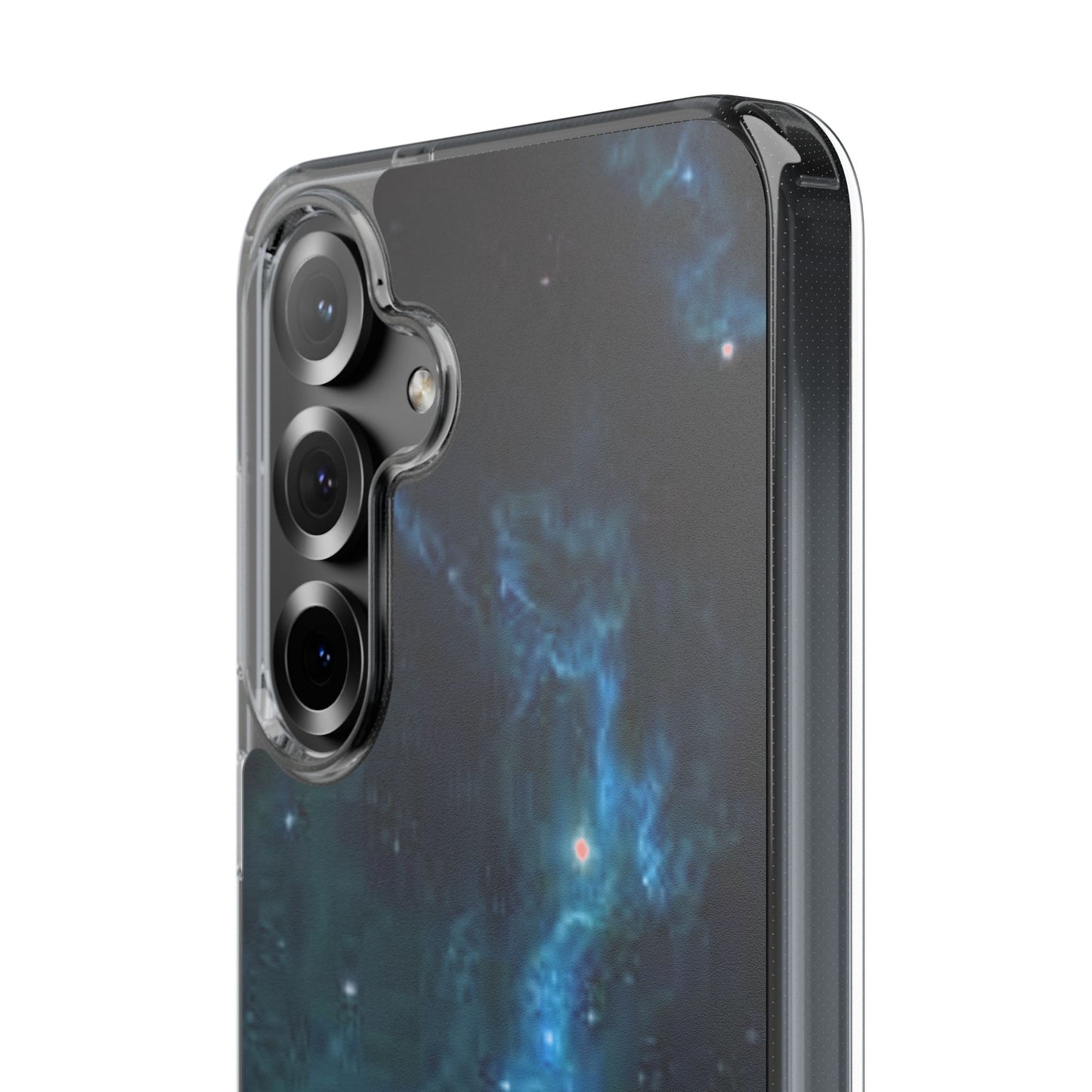 Clear Impact-Resistant Phone Case — Teal Nebula Space Design