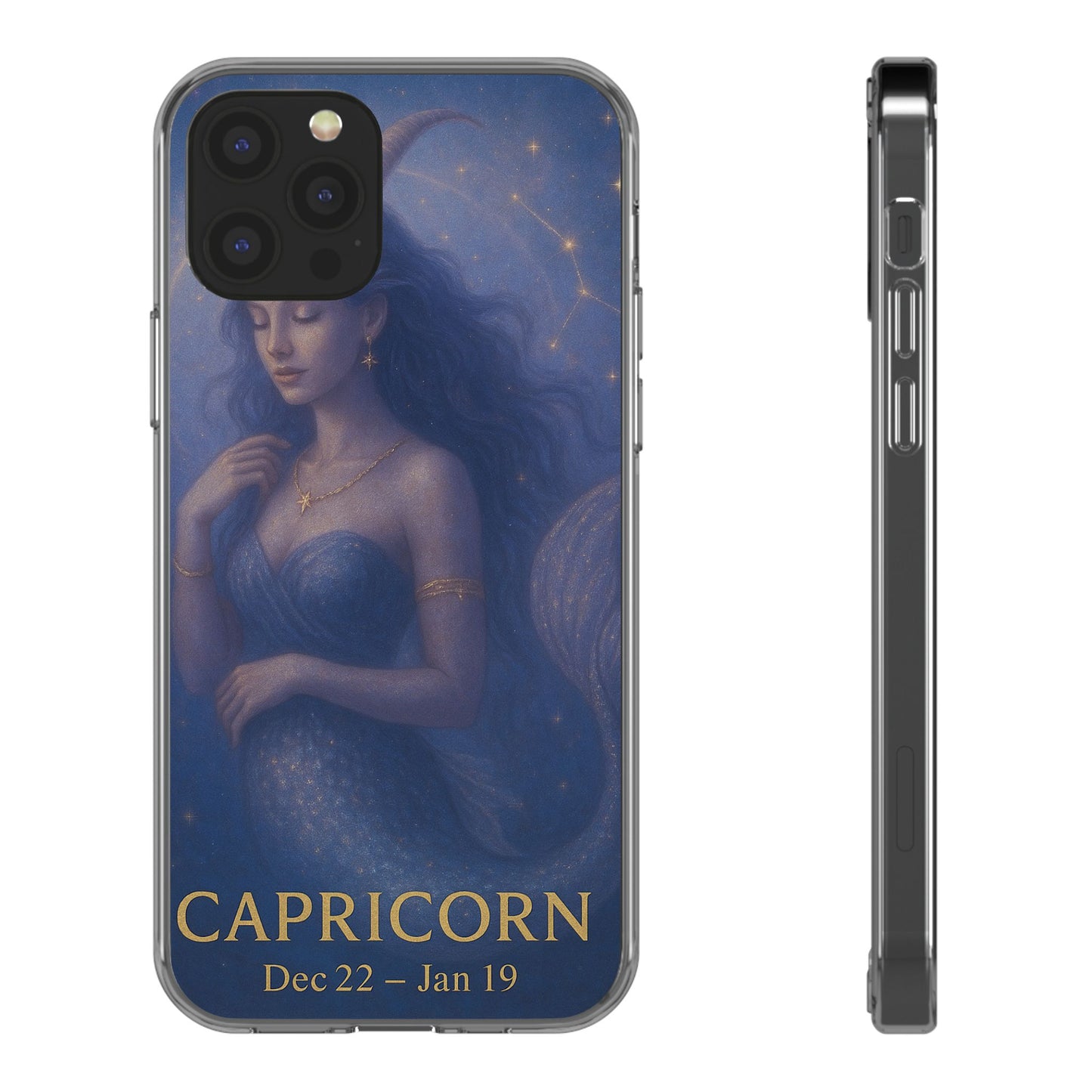 Capricorn Zodiac Clear Phone Case — Dec 22–Jan 19 Astrological Art