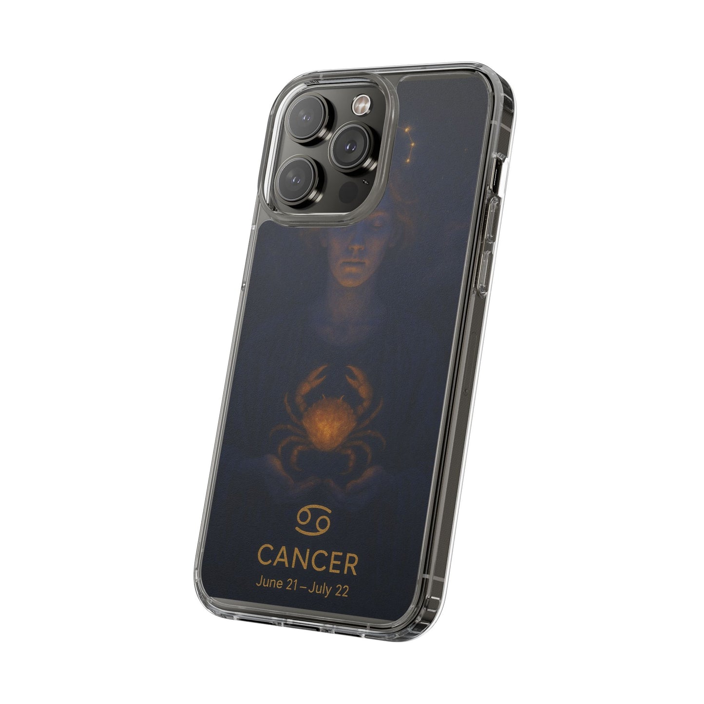 Cancer Zodiac Clear Phone Case — June 21–July 22 Crab Constellation Design