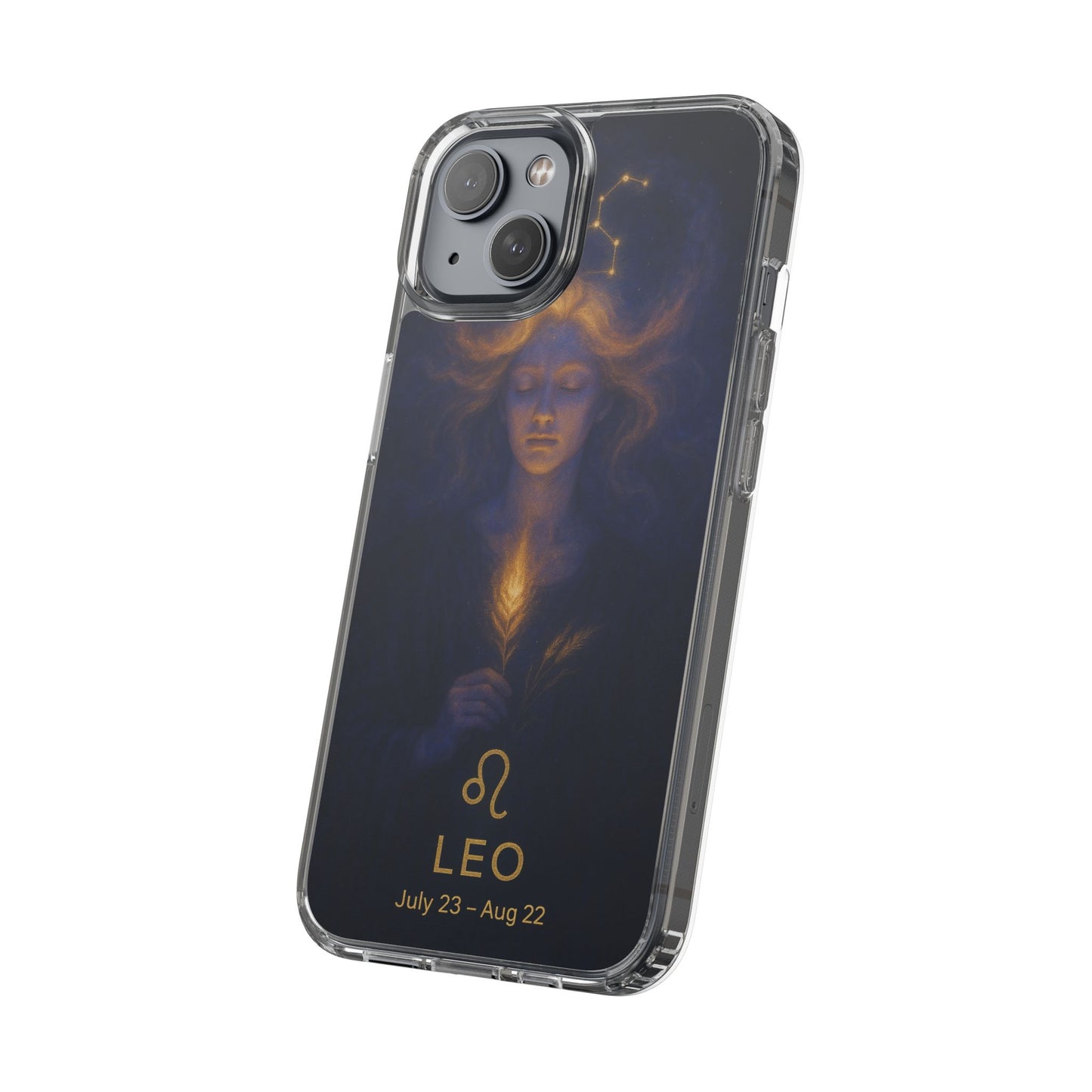 Leo Zodiac Clear Phone Case — Mystical Constellation Design (July 23–Aug 22)