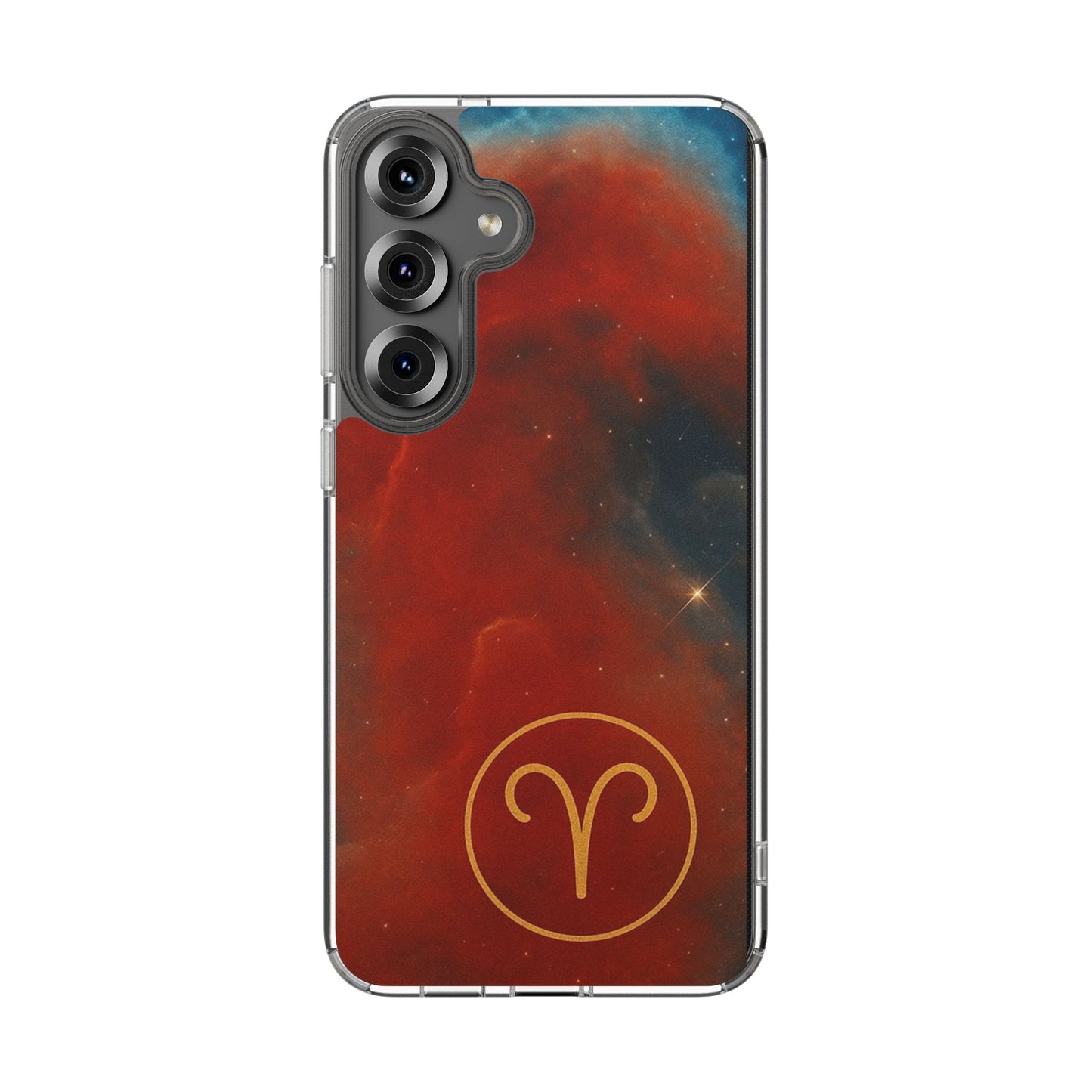 Aries Zodiac Clear Impact-Resistant Phone Case — Red Nebula Constellation Design