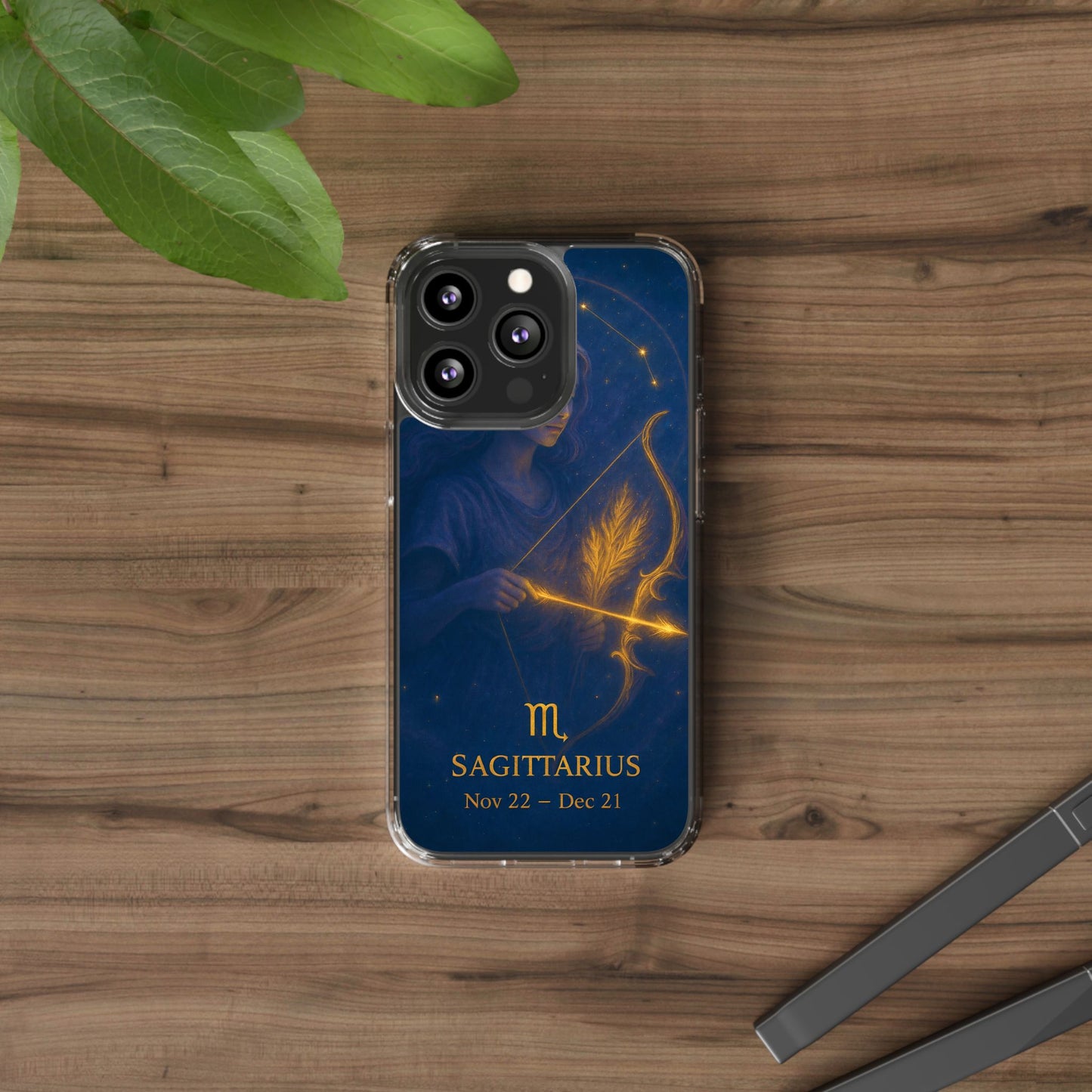 Sagittarius Zodiac Clear Phone Case — Nov 22–Dec 21 Constellation Design