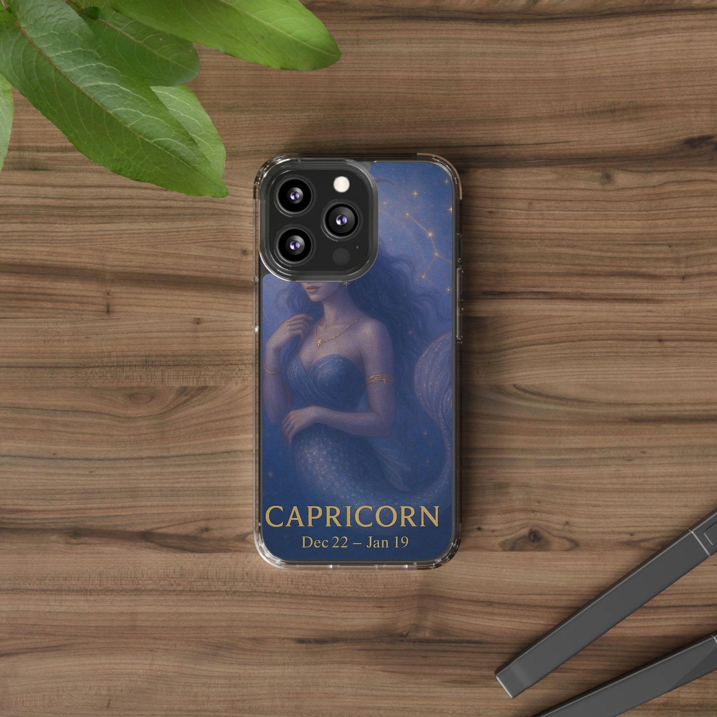 Capricorn Zodiac Clear Phone Case — Dec 22–Jan 19 Astrological Art