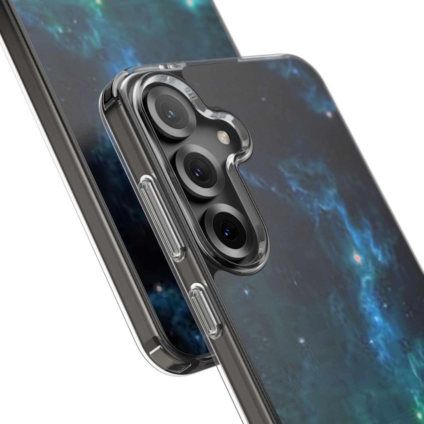 Clear Impact-Resistant Phone Case — Teal Nebula Space Design