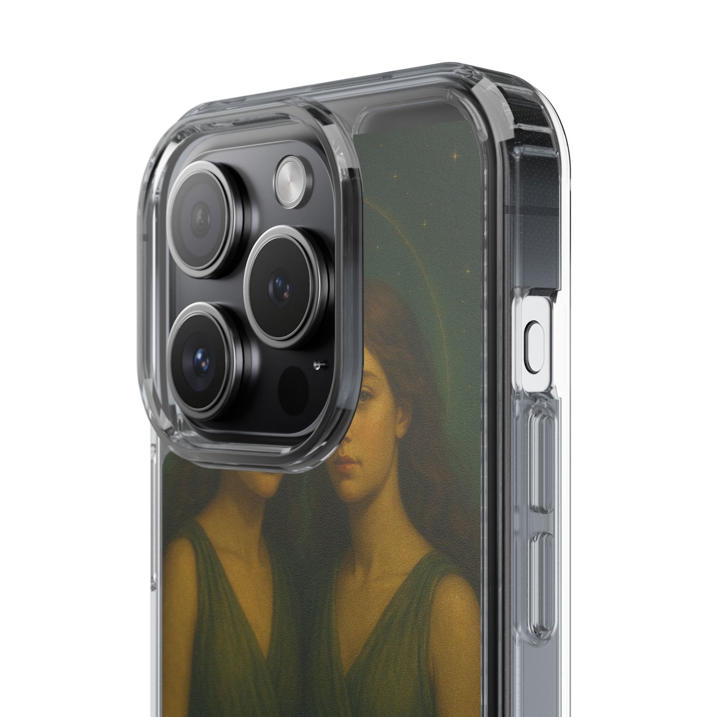 Gemini Zodiac Clear Phone Case — Twin Sisters Astrology Design (May 21–Jun 20)