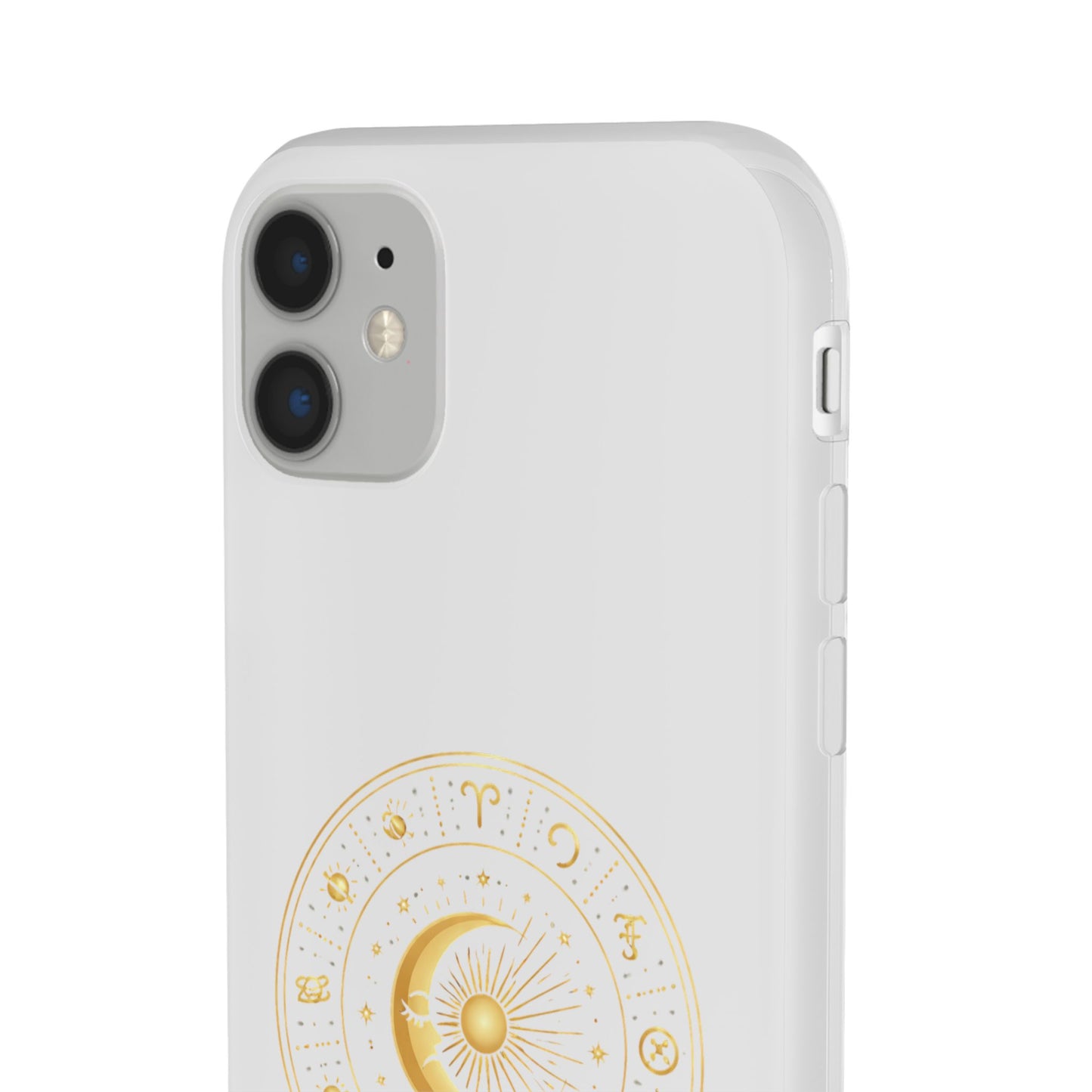 Clear Phone Case with Gold Celestial Moon & Zodiac Wheel – Astrology iPhone Cover