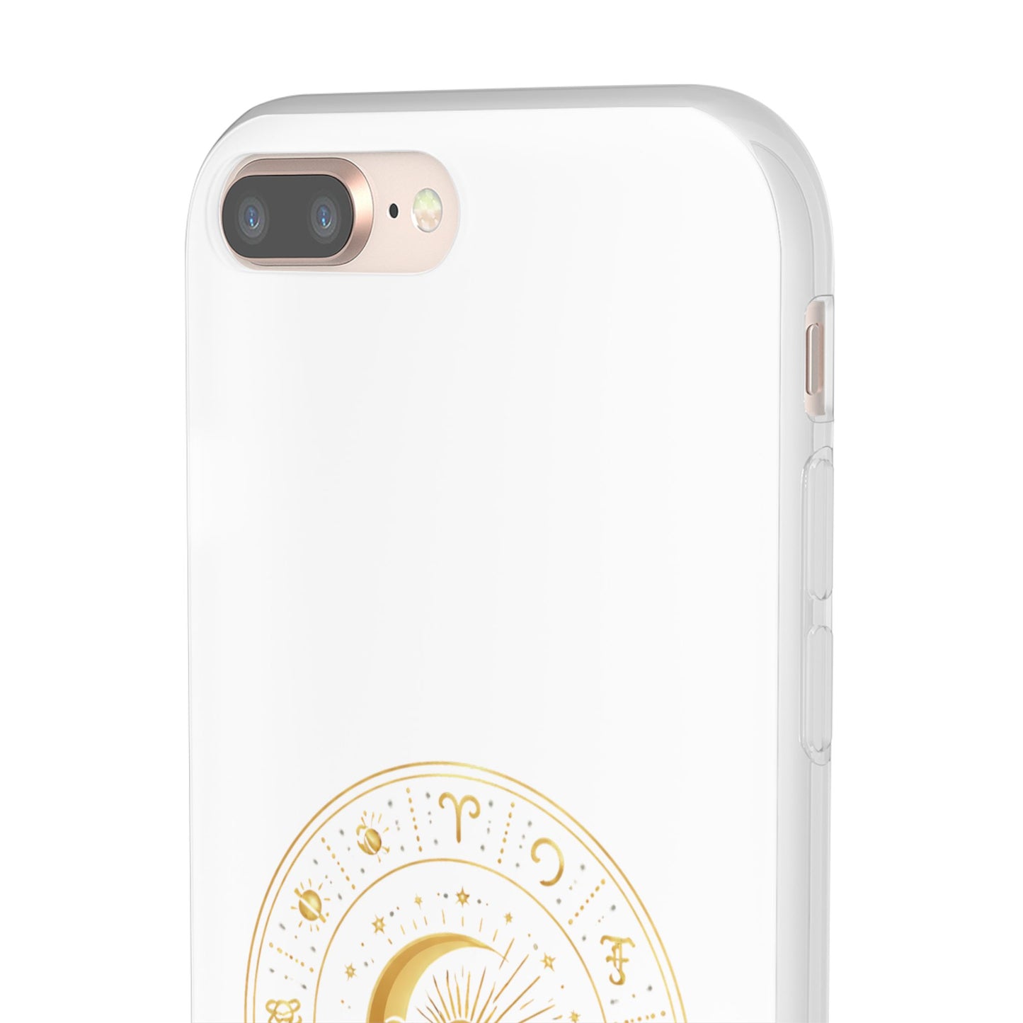 Clear Phone Case with Gold Celestial Moon & Zodiac Wheel – Astrology iPhone Cover