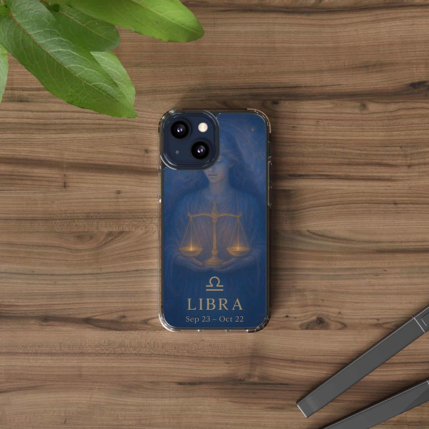 Libra Zodiac Clear Phone Case — Astrological Scales Design (Sep 23–Oct 22)