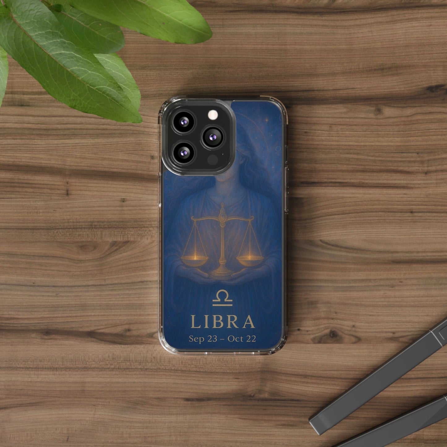 Libra Zodiac Clear Phone Case — Astrological Scales Design (Sep 23–Oct 22)
