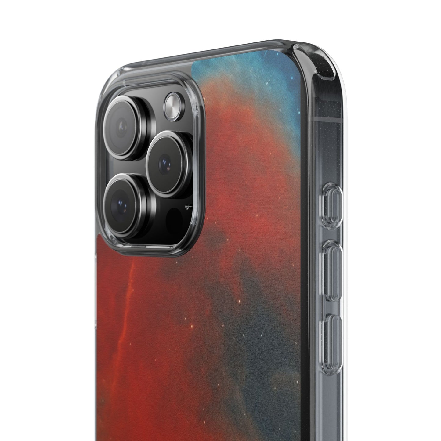 Aries Zodiac Clear Impact-Resistant Phone Case — Red Nebula Constellation Design