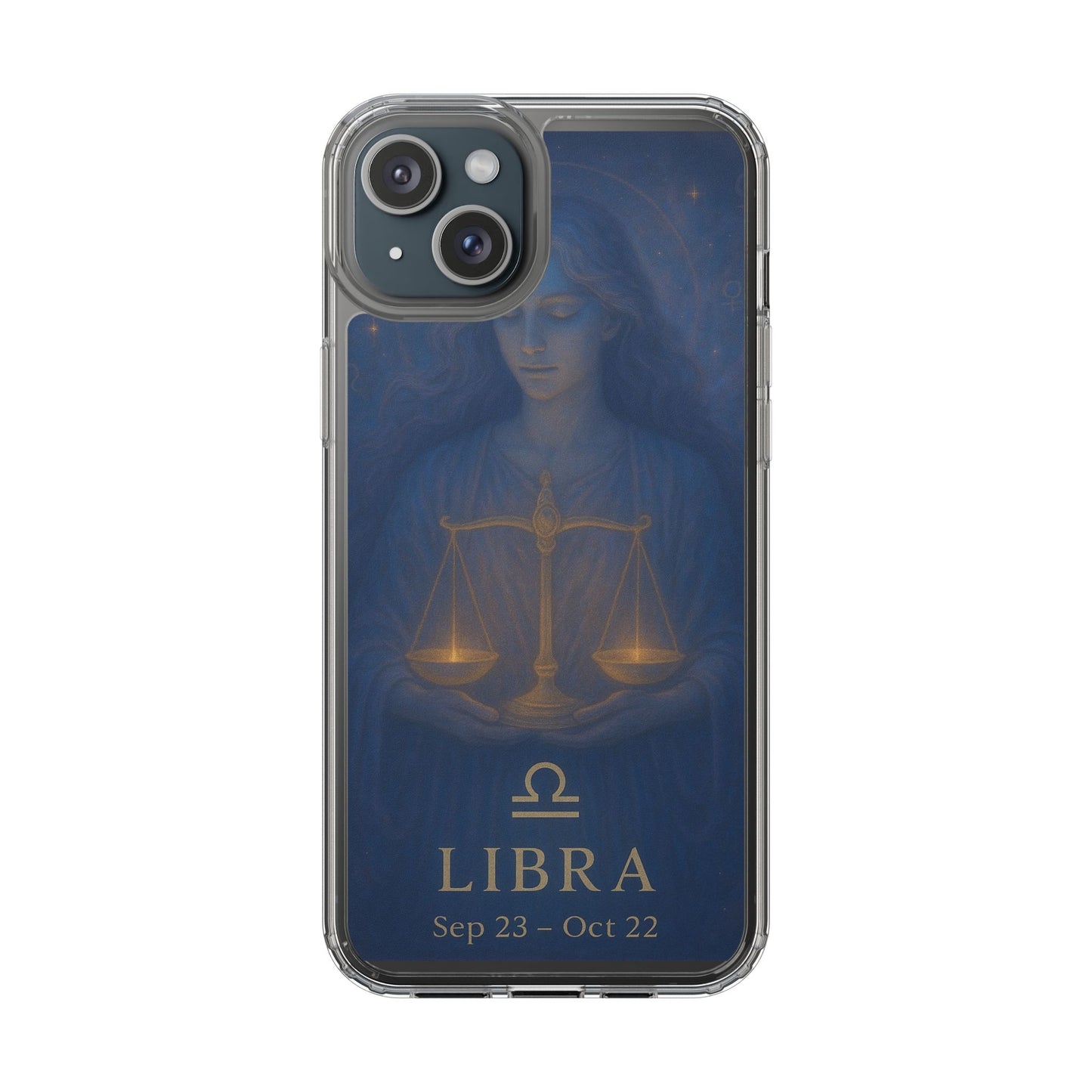 Libra Zodiac Clear Phone Case — Astrological Scales Design (Sep 23–Oct 22)