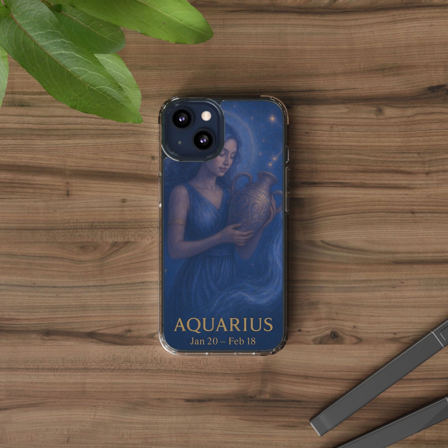 Aquarius Clear Phone Case — Zodiac Jan 20–Feb 18 Astrology Design