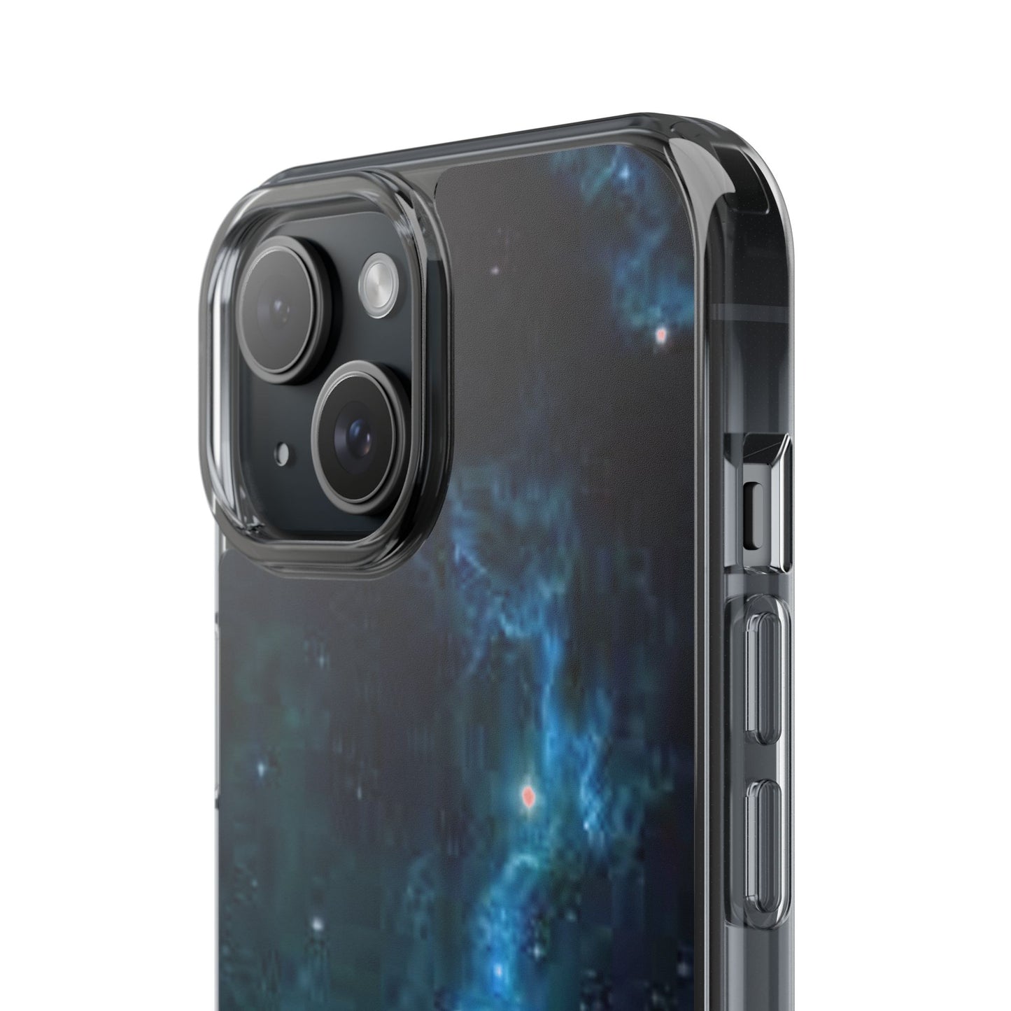 Clear Impact-Resistant Phone Case — Teal Nebula Space Design