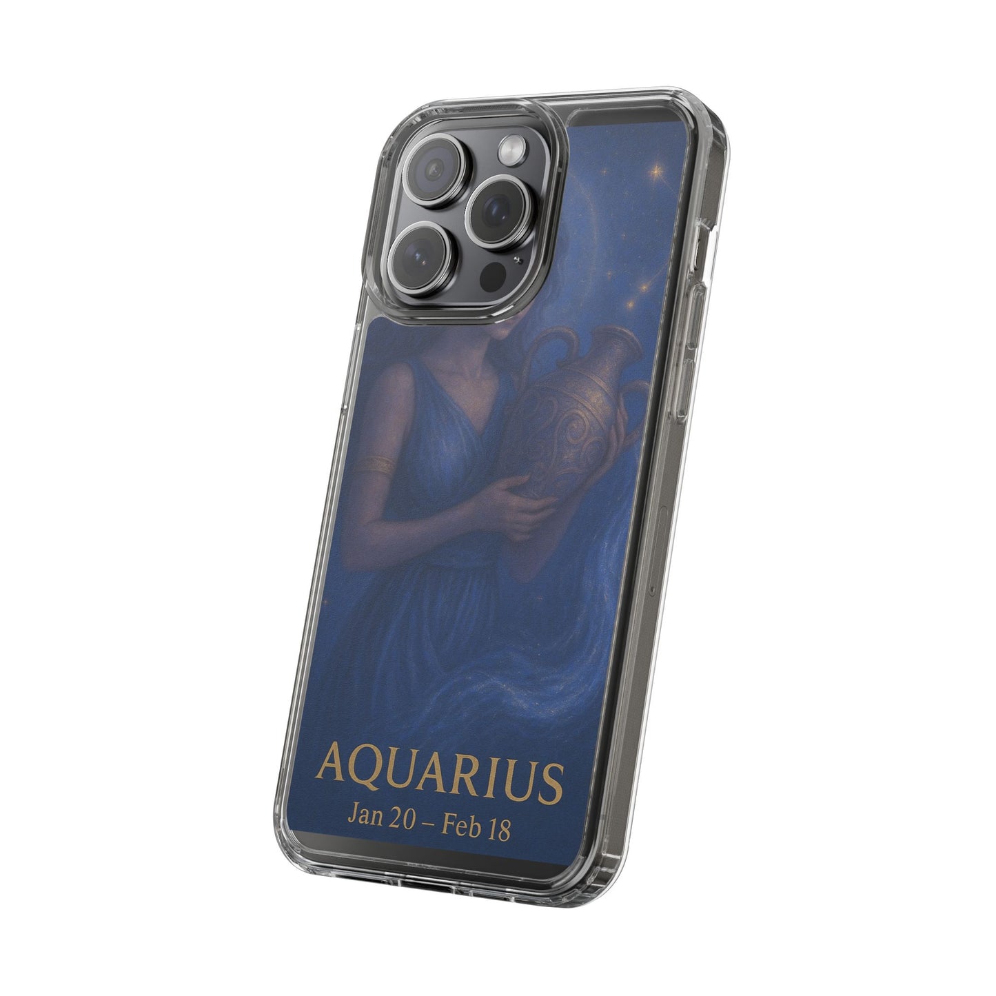 Aquarius Clear Phone Case — Zodiac Jan 20–Feb 18 Astrology Design