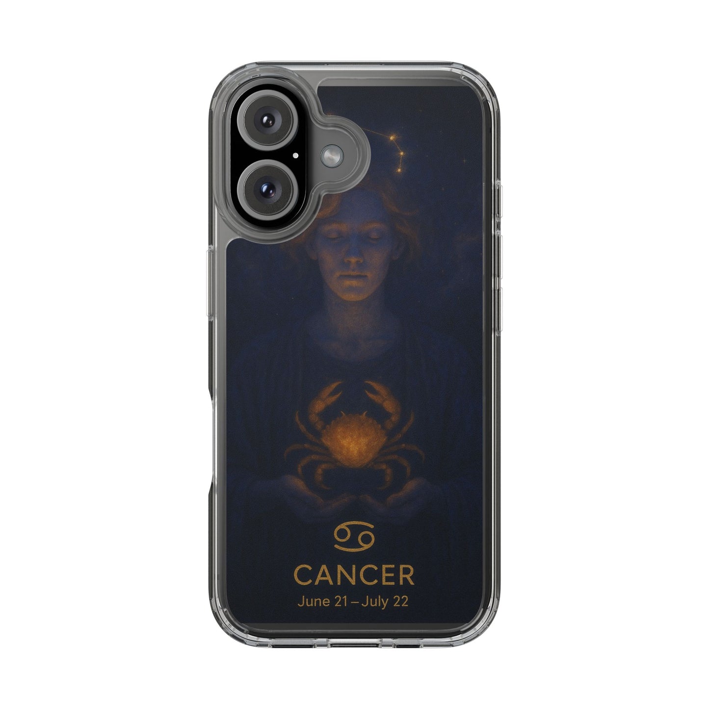 Cancer Zodiac Clear Phone Case — June 21–July 22 Crab Constellation Design