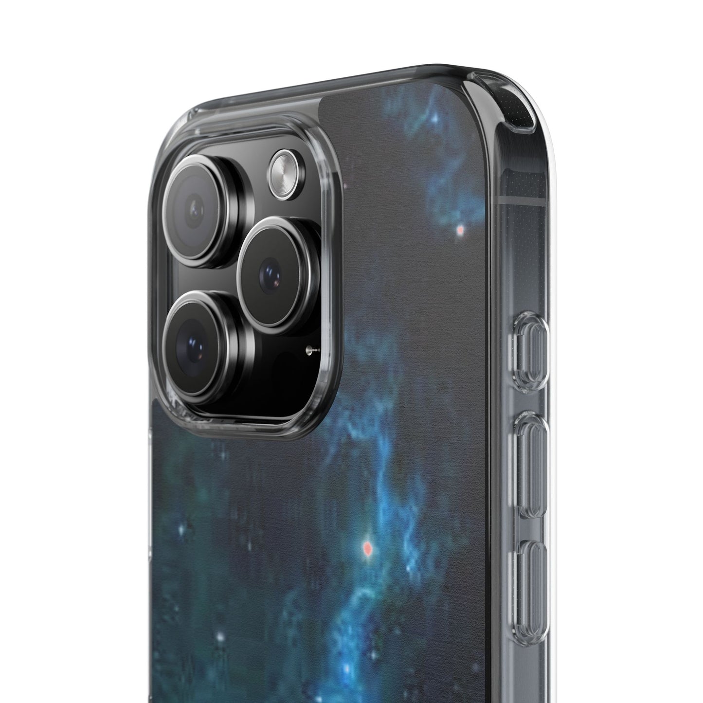 Clear Impact-Resistant Phone Case — Teal Nebula Space Design