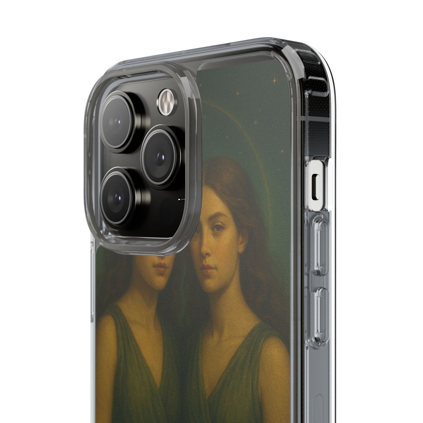 Gemini Zodiac Clear Phone Case — Twin Sisters Astrology Design (May 21–Jun 20)