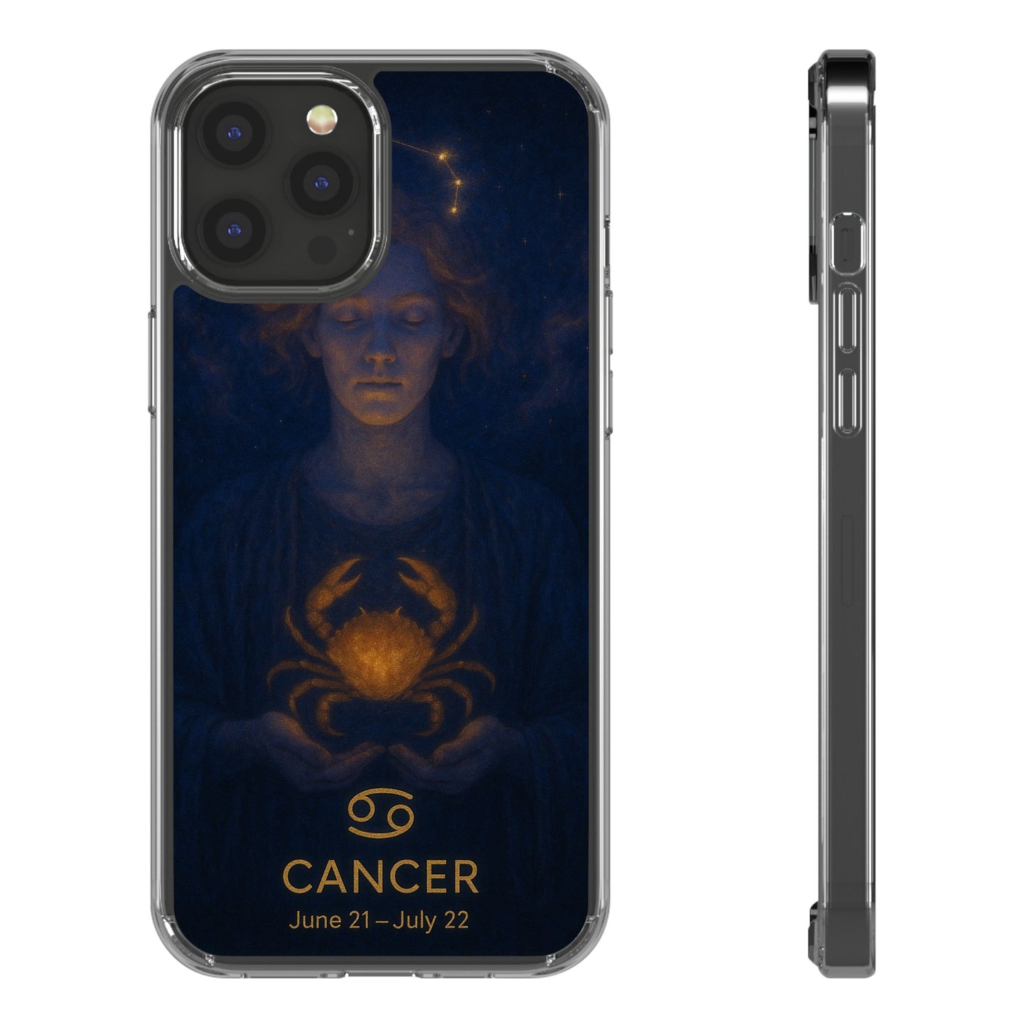 Cancer Zodiac Clear Phone Case — June 21–July 22 Crab Constellation Design