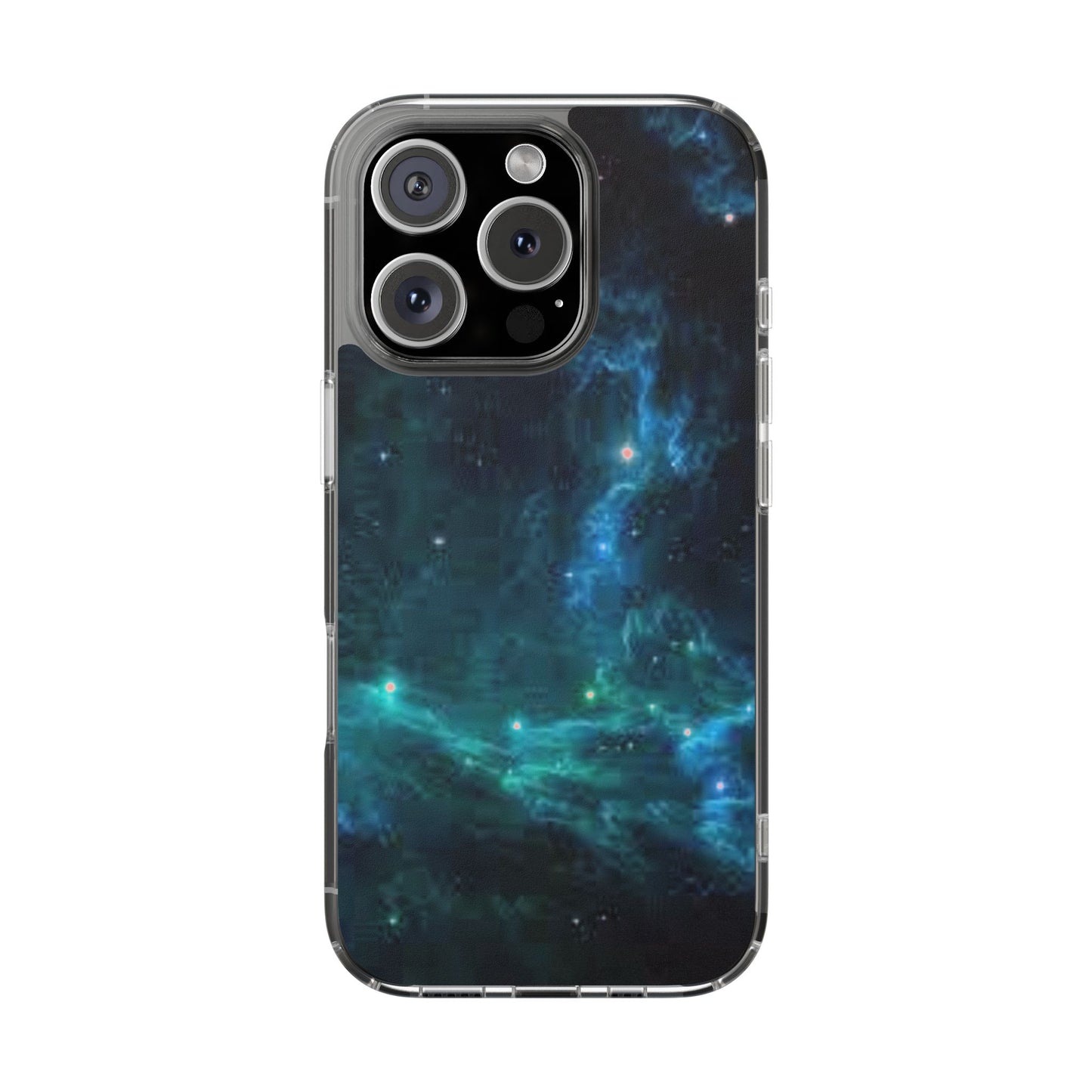 Clear Impact-Resistant Phone Case — Teal Nebula Space Design