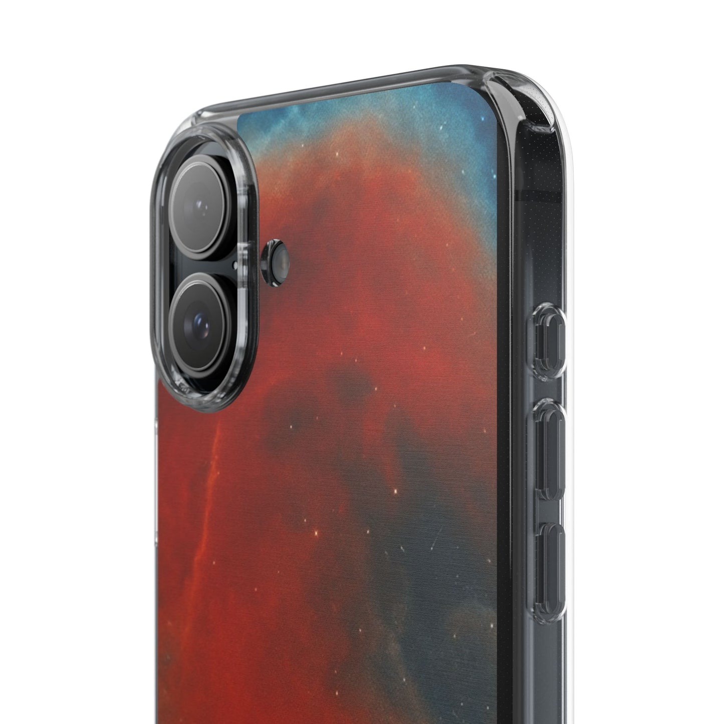 Aries Zodiac Clear Impact-Resistant Phone Case — Red Nebula Constellation Design