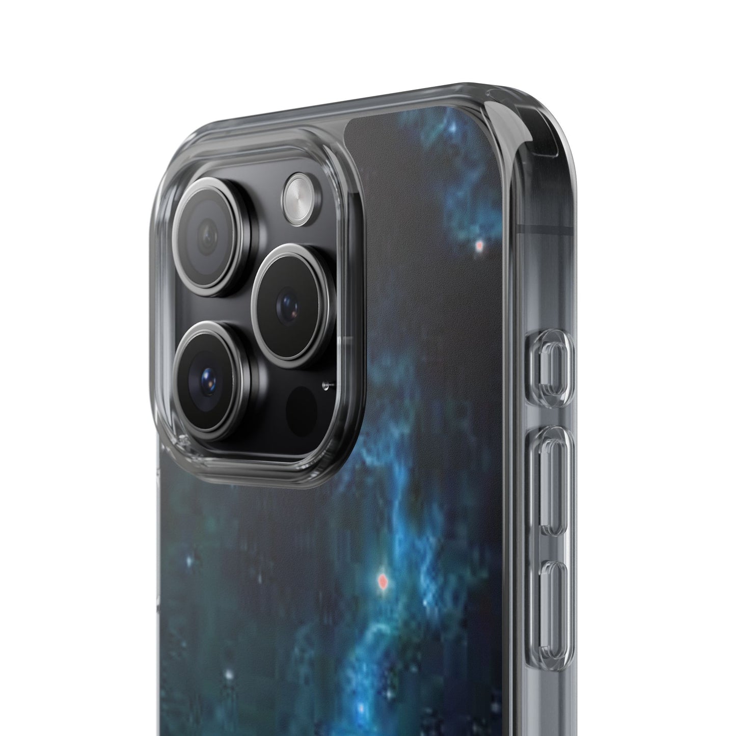 Clear Impact-Resistant Phone Case — Teal Nebula Space Design