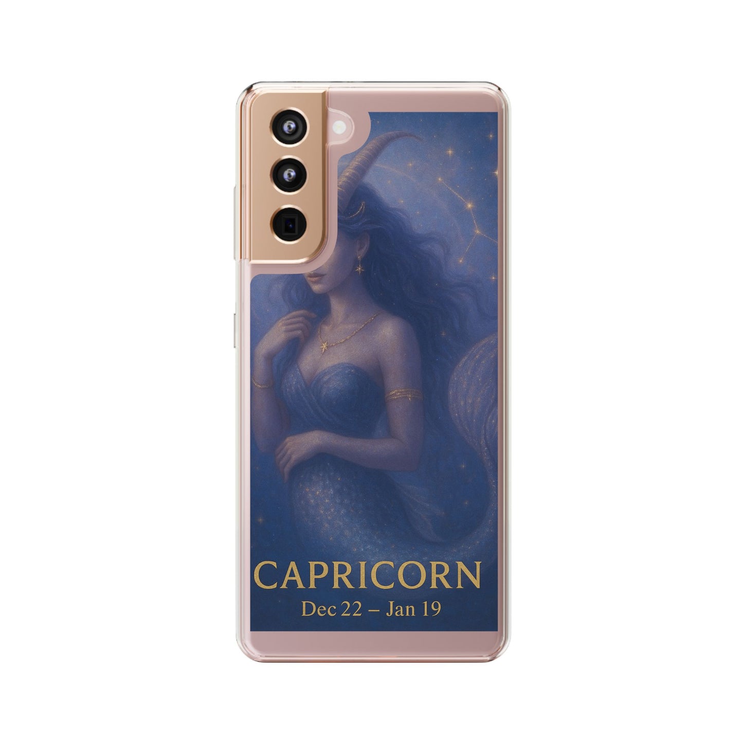 Capricorn Zodiac Clear Phone Case — Dec 22–Jan 19 Astrological Art