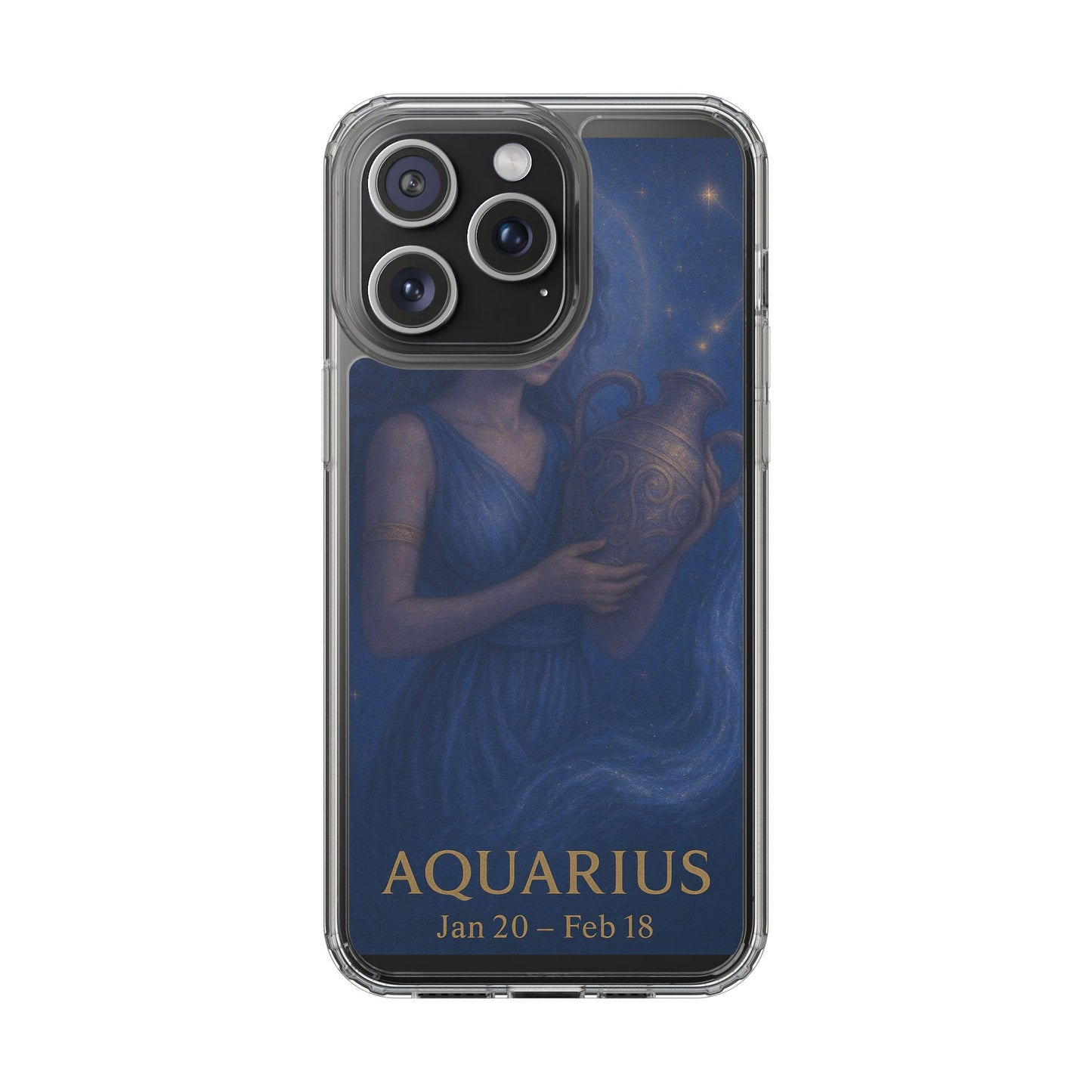 Aquarius Clear Phone Case — Zodiac Jan 20–Feb 18 Astrology Design