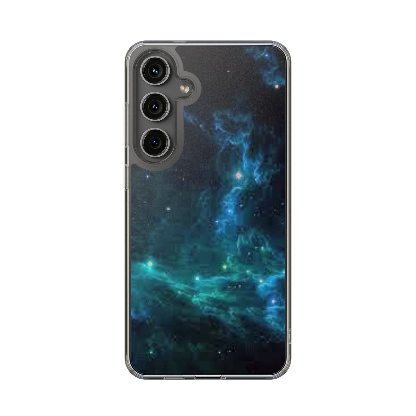Clear Impact-Resistant Phone Case — Teal Nebula Space Design
