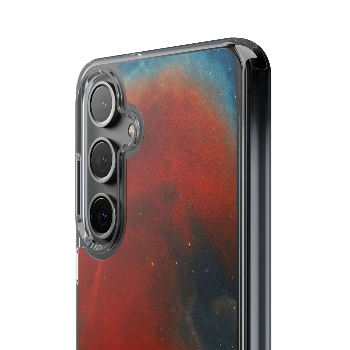 Aries Zodiac Clear Impact-Resistant Phone Case — Red Nebula Constellation Design