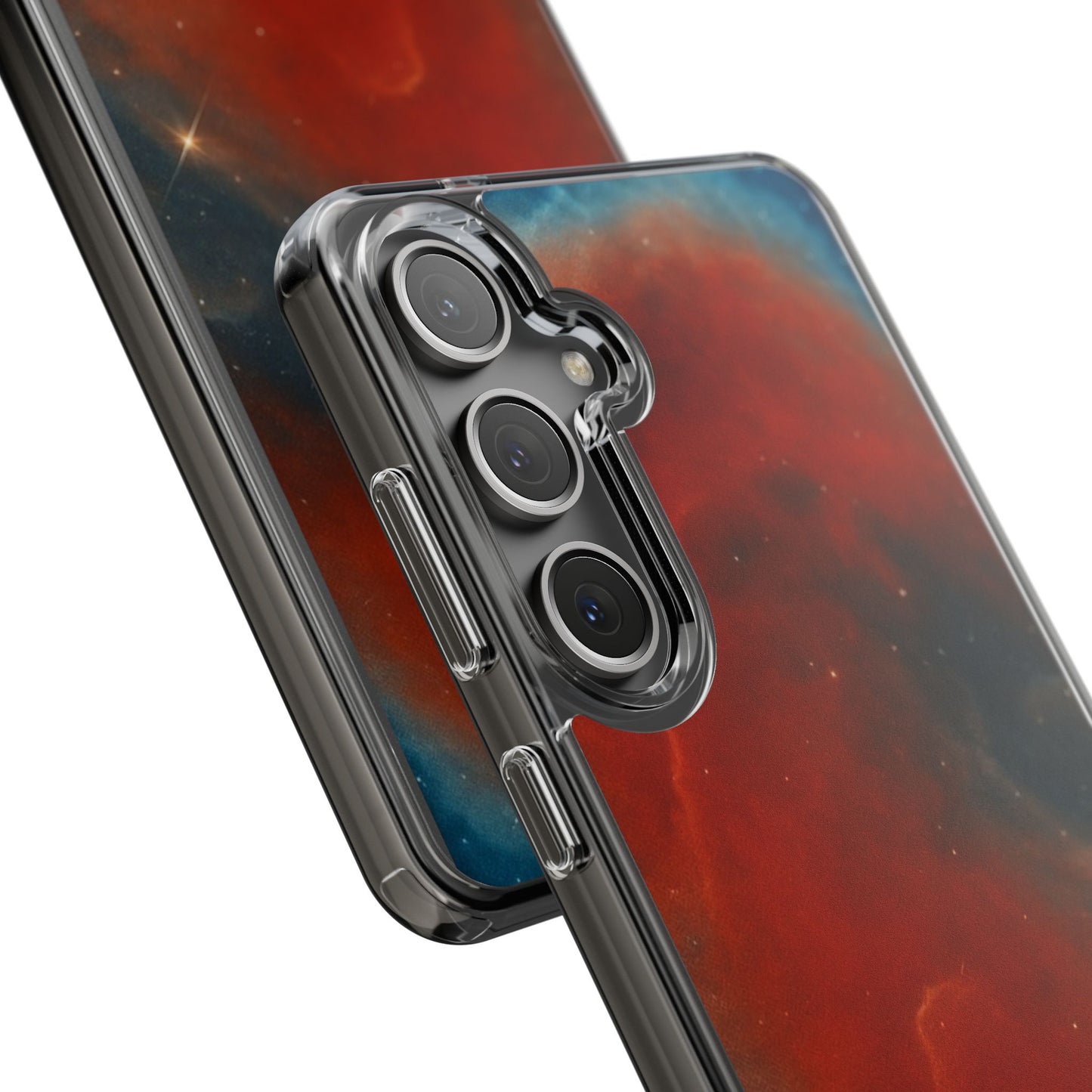 Aries Zodiac Clear Impact-Resistant Phone Case — Red Nebula Constellation Design