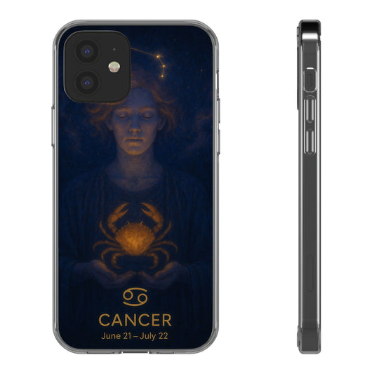 Cancer Zodiac Clear Phone Case — June 21–July 22 Crab Constellation Design